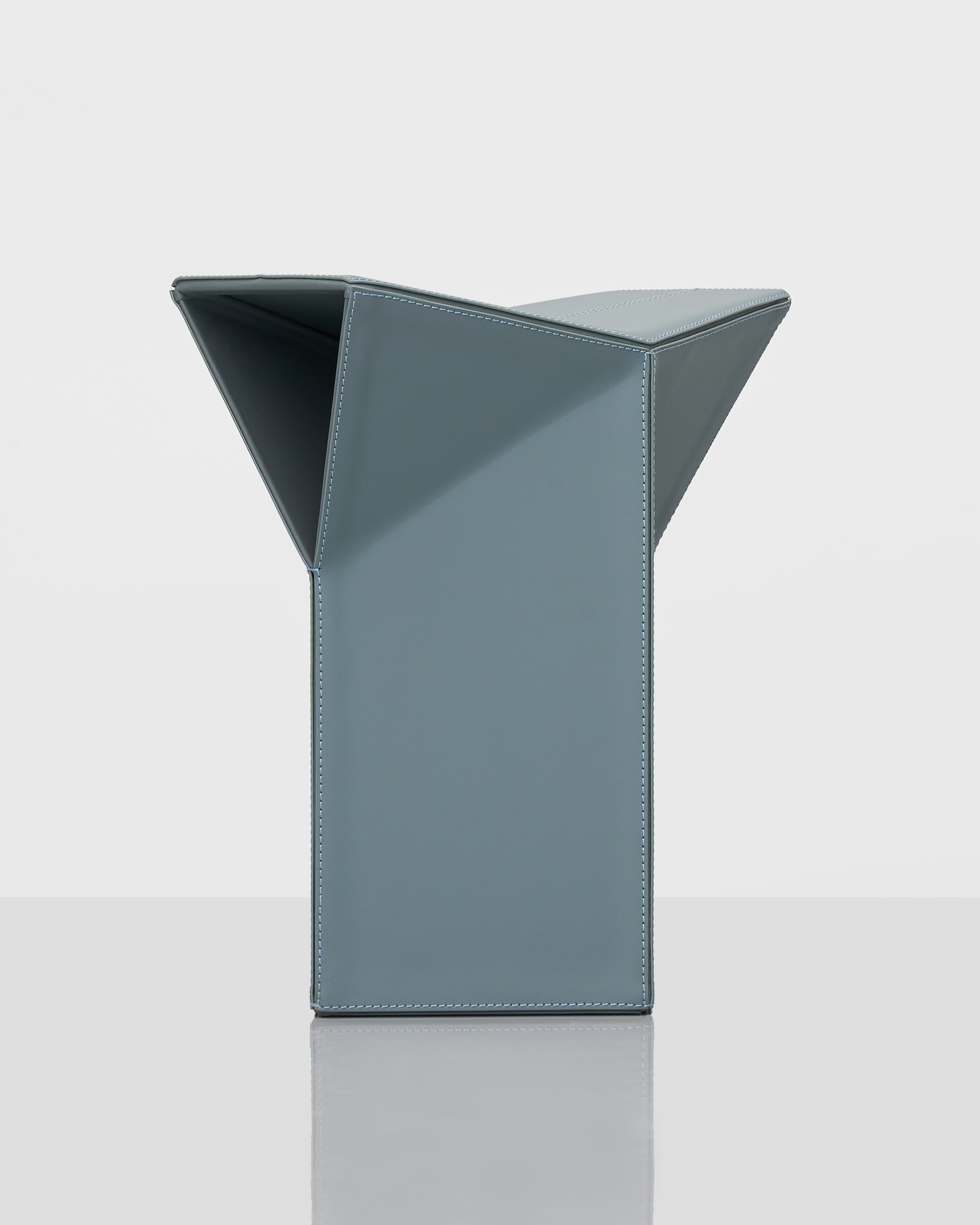 Close-up of Diamond-Form Conical Leather Side Table highlighting leather detailing and premium geometric design