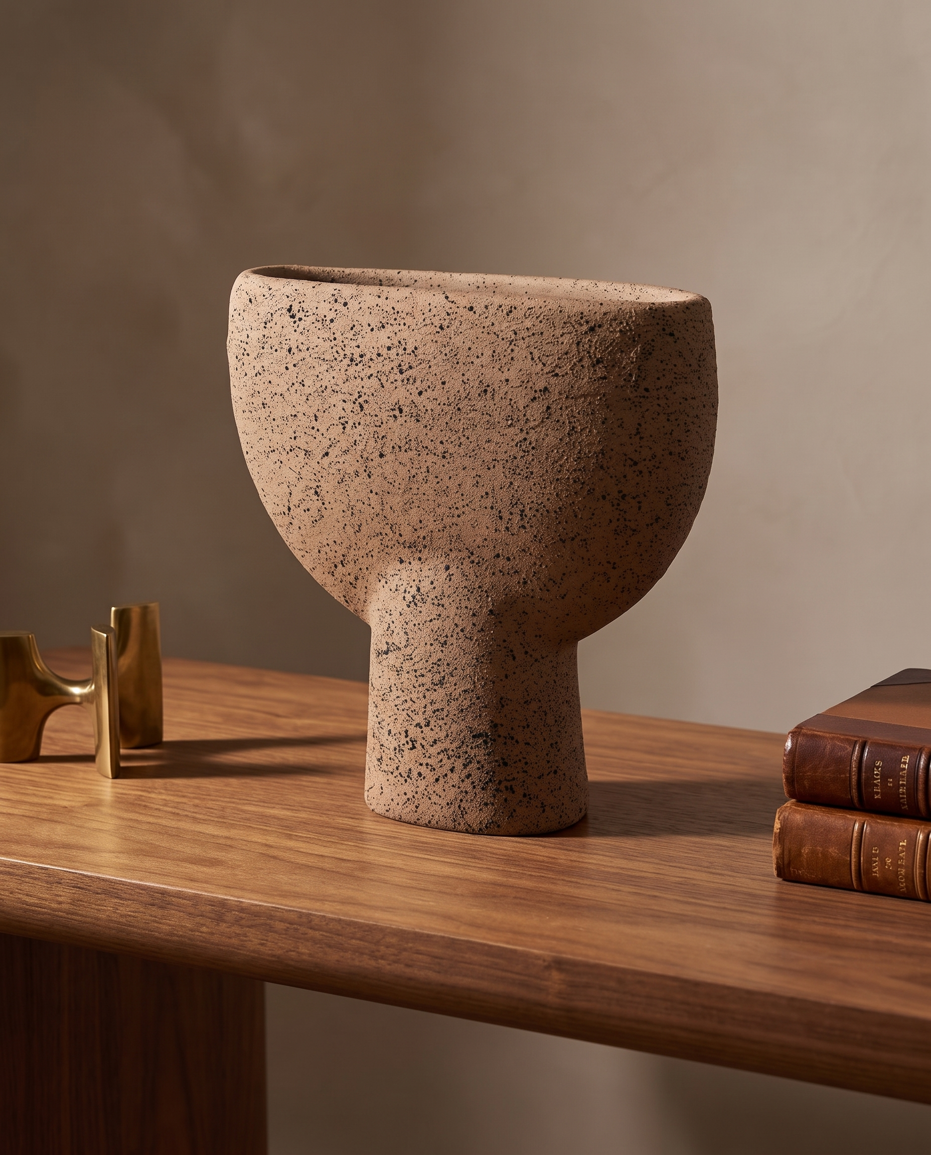 Dune Pedestal Cement Vase - French Bistre
