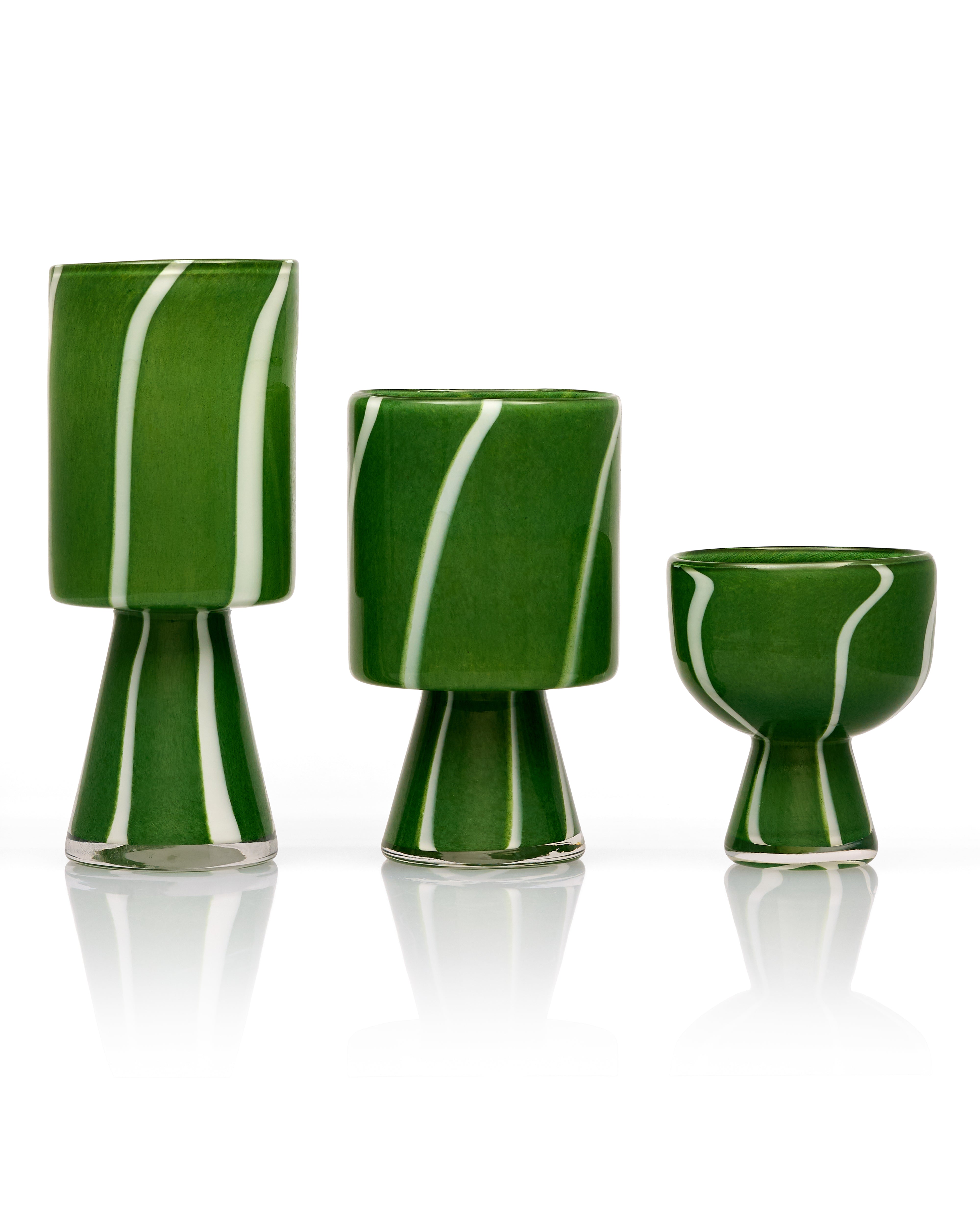 Malachite Palm Green Murano Vase Set