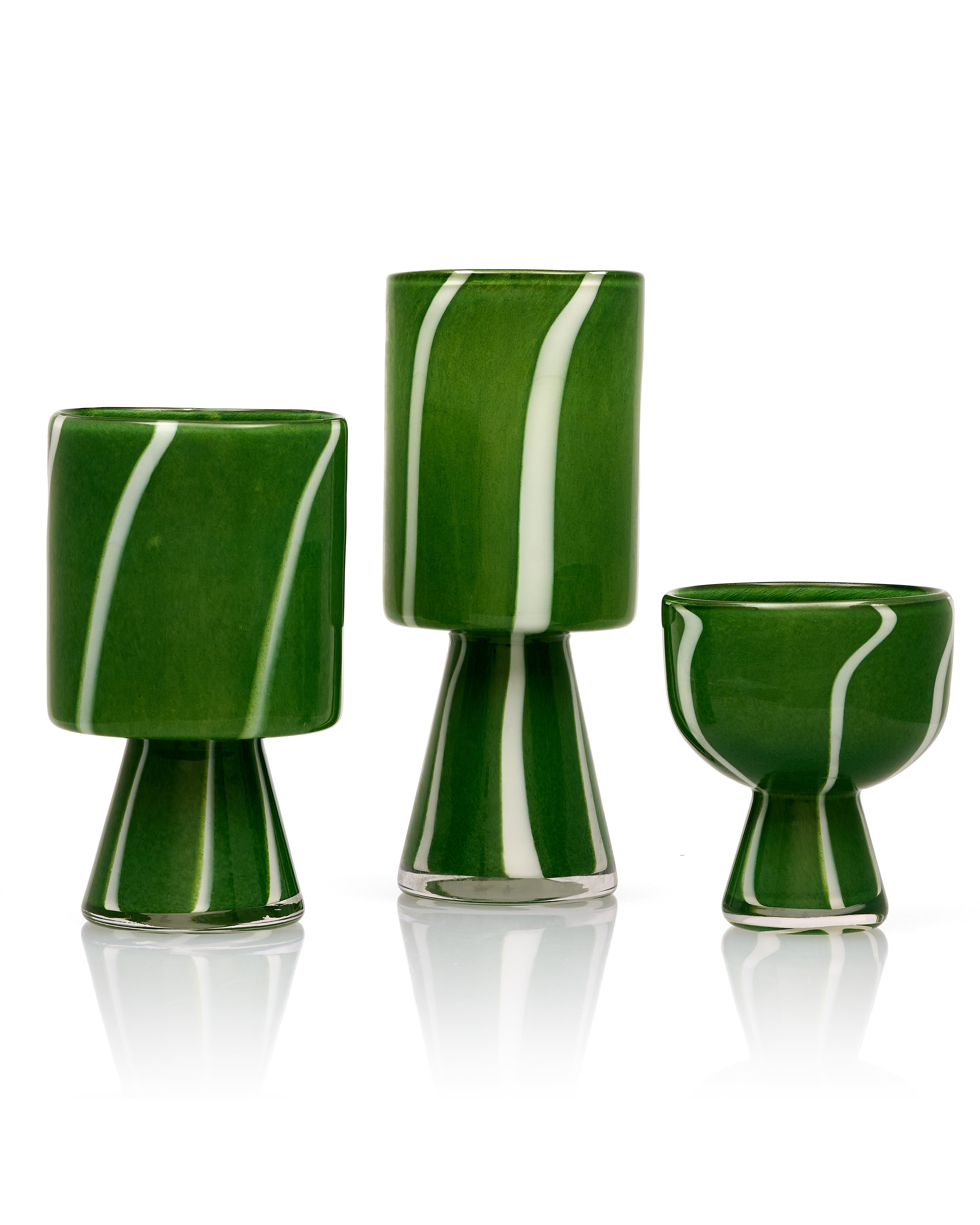 Malachite Palm Green Murano Vase Set