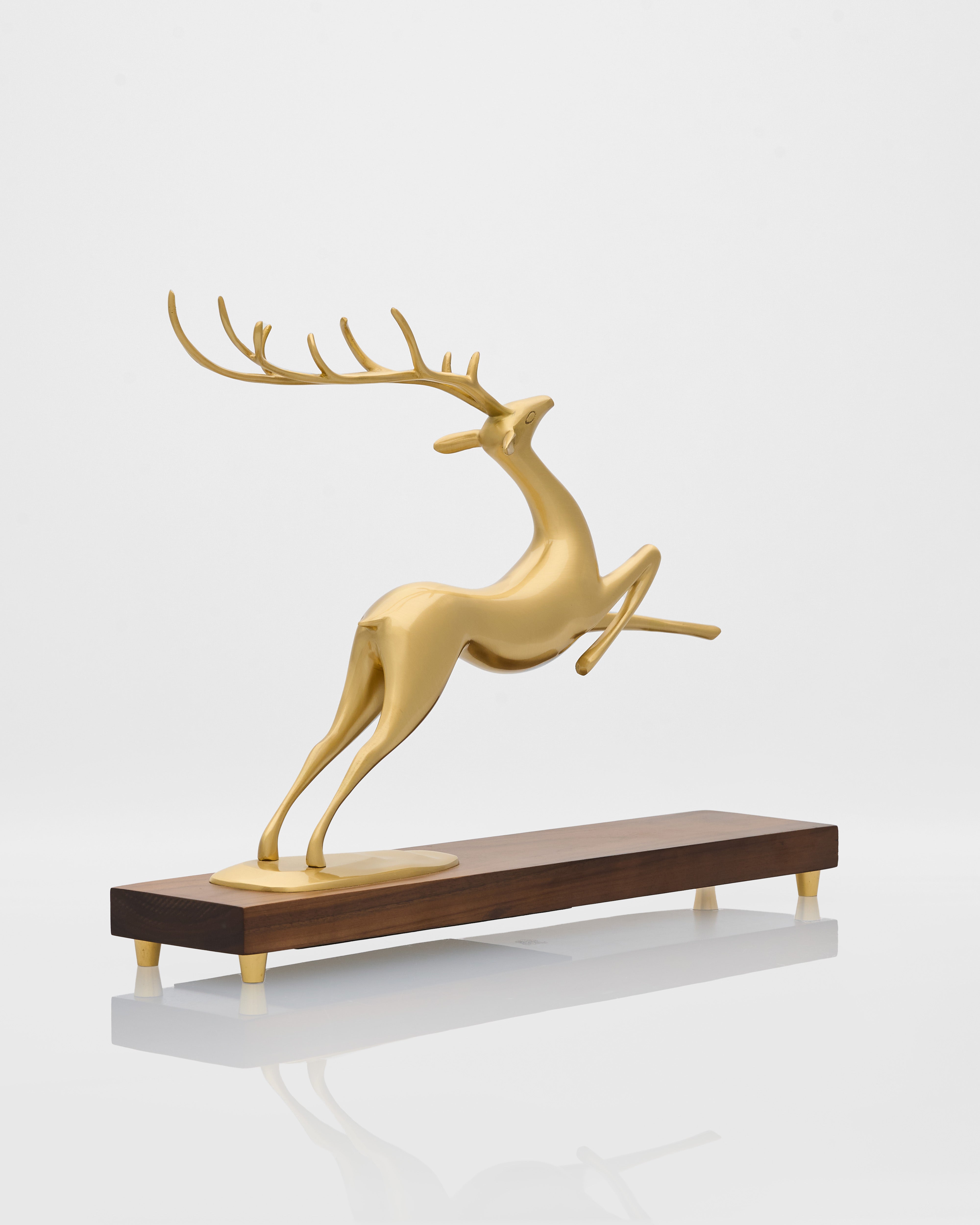Dynamic deer decor angled view showcasing fluid movement and premium decorative detailing
