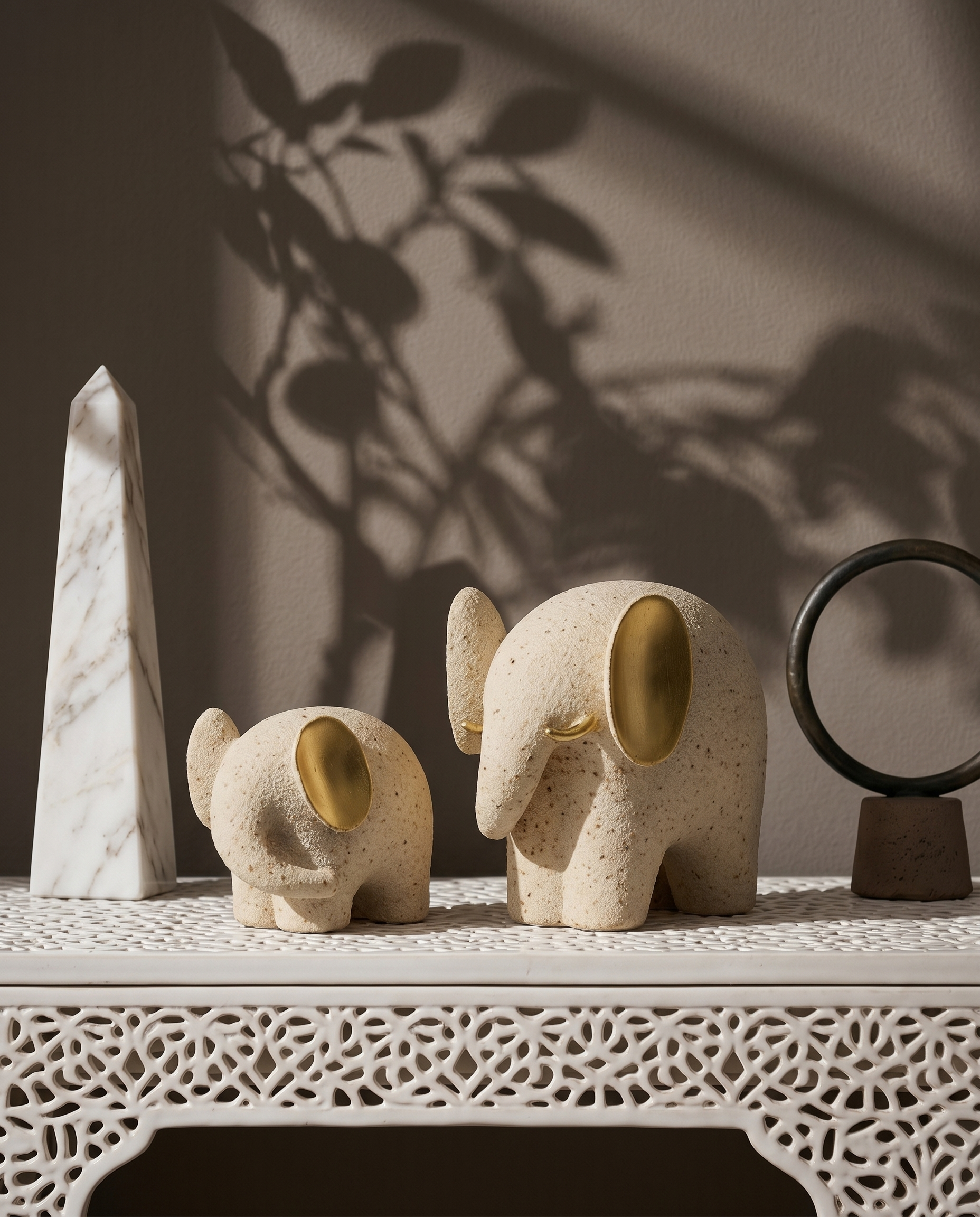 Ceramic Elephant Abstract Figurine
