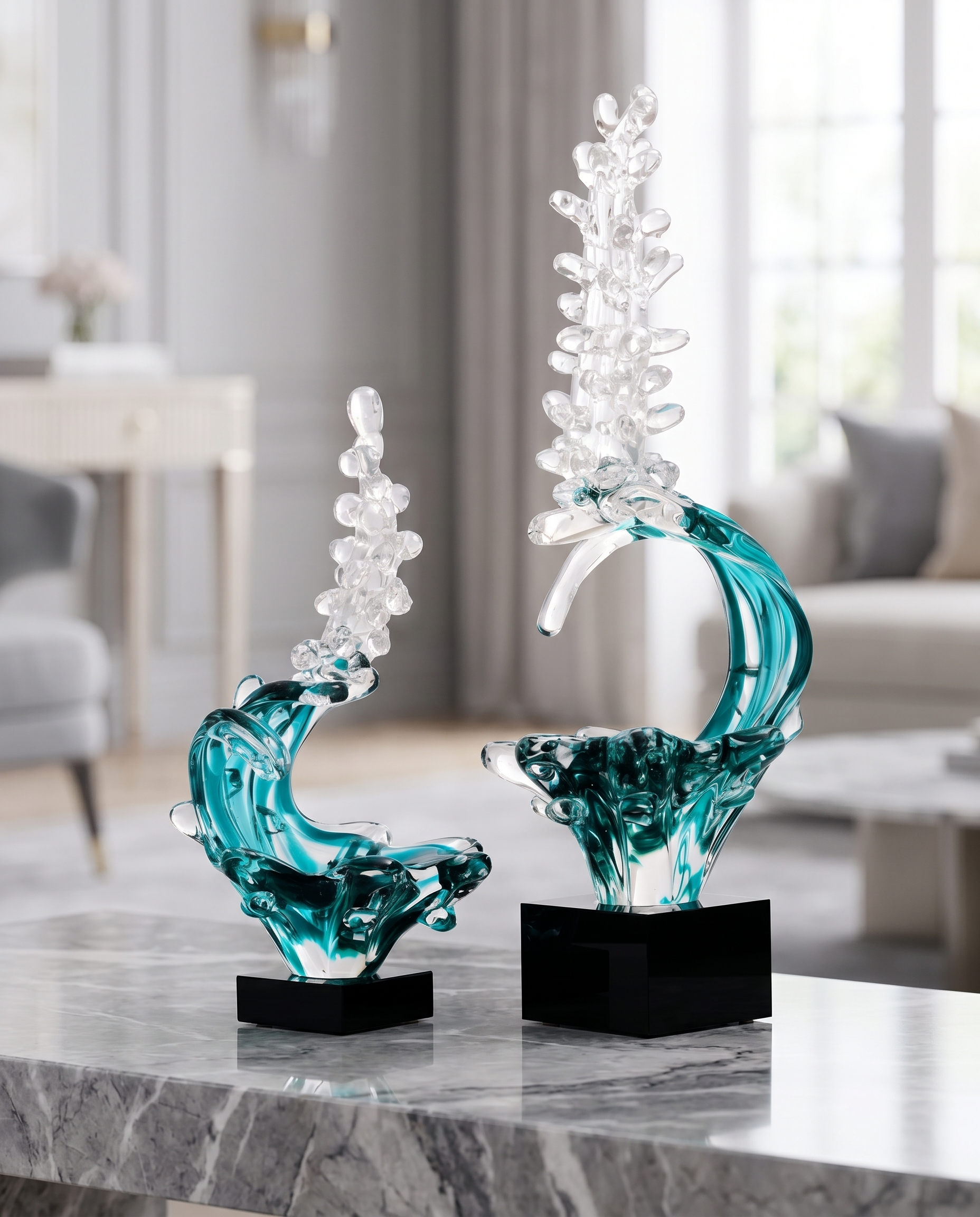 Elysian Glow Teal Crystal Decor Set