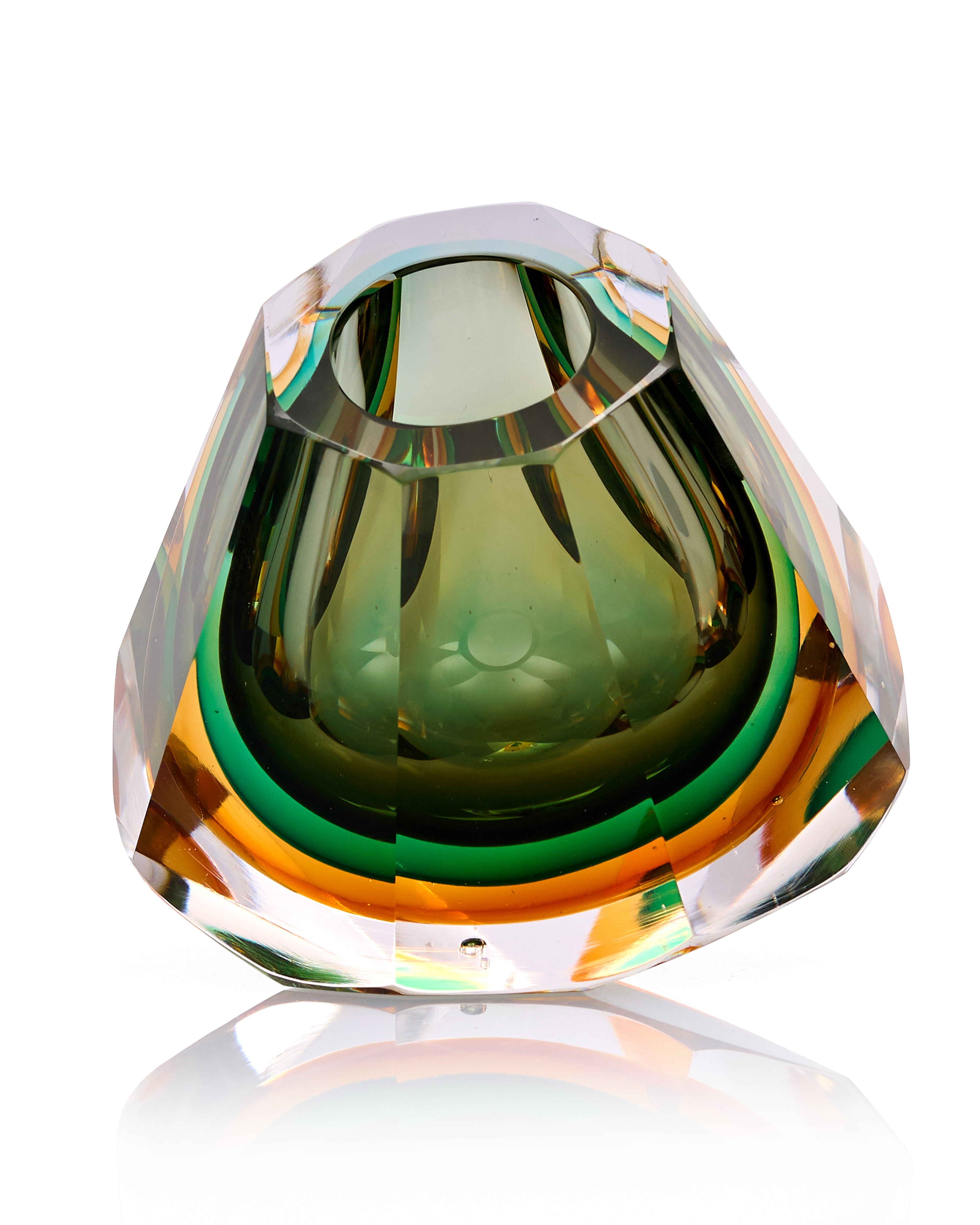 Emerald Facet Crystal Glass Vase
