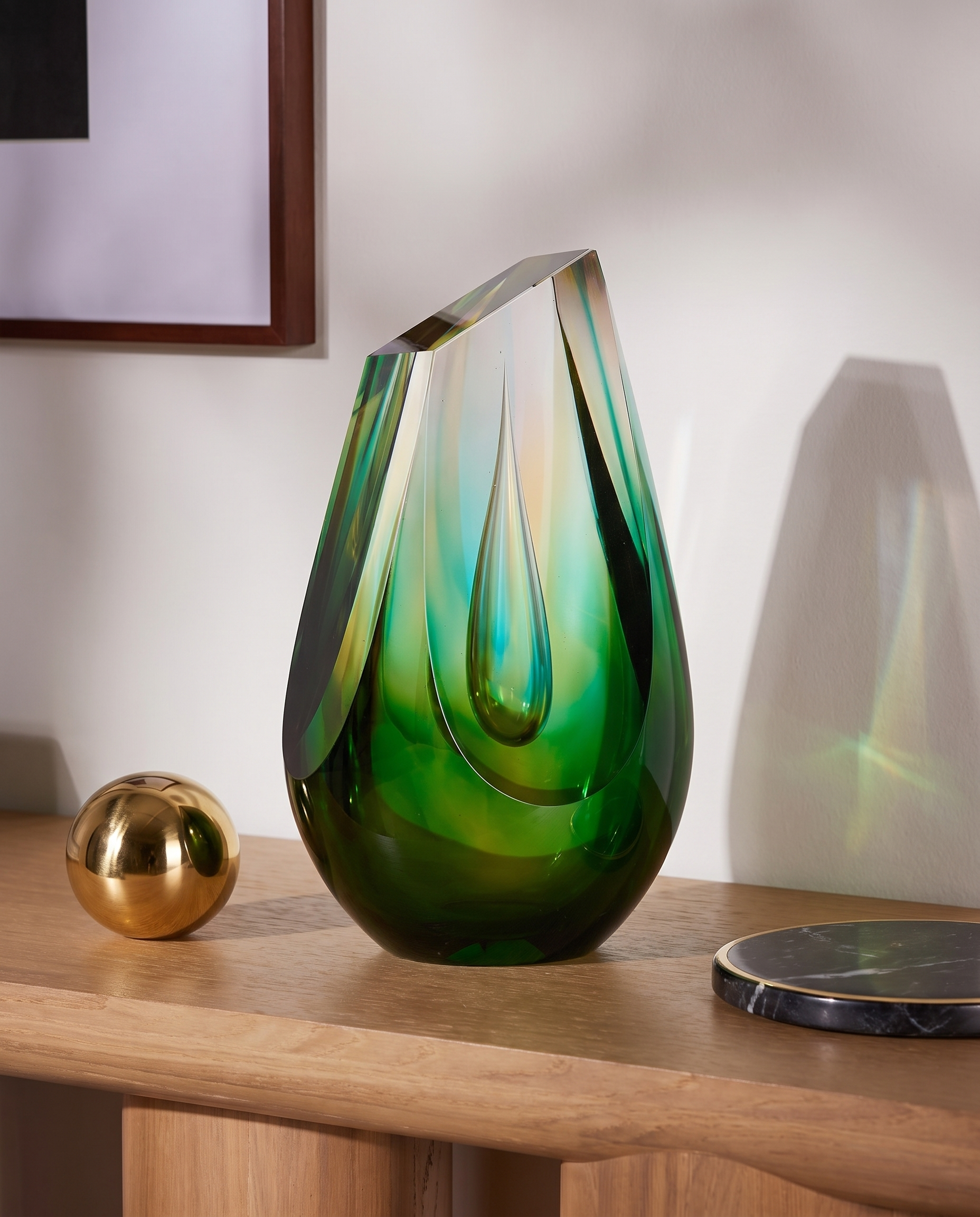 Emerald Jade Crystal Cut Decor