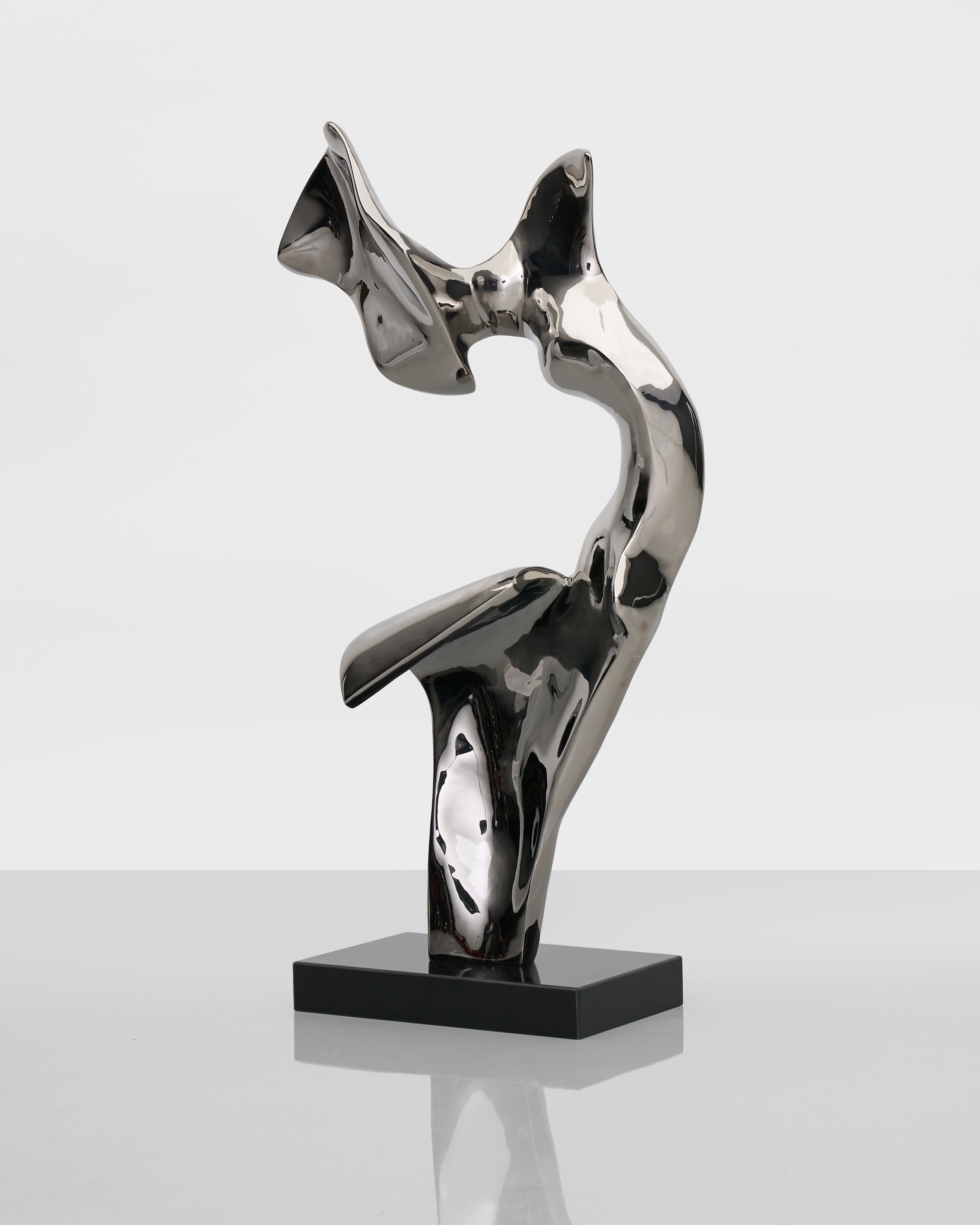 Close-up of Eternal Silver Sculpture detailing metal texture and refined silver craftsmanship