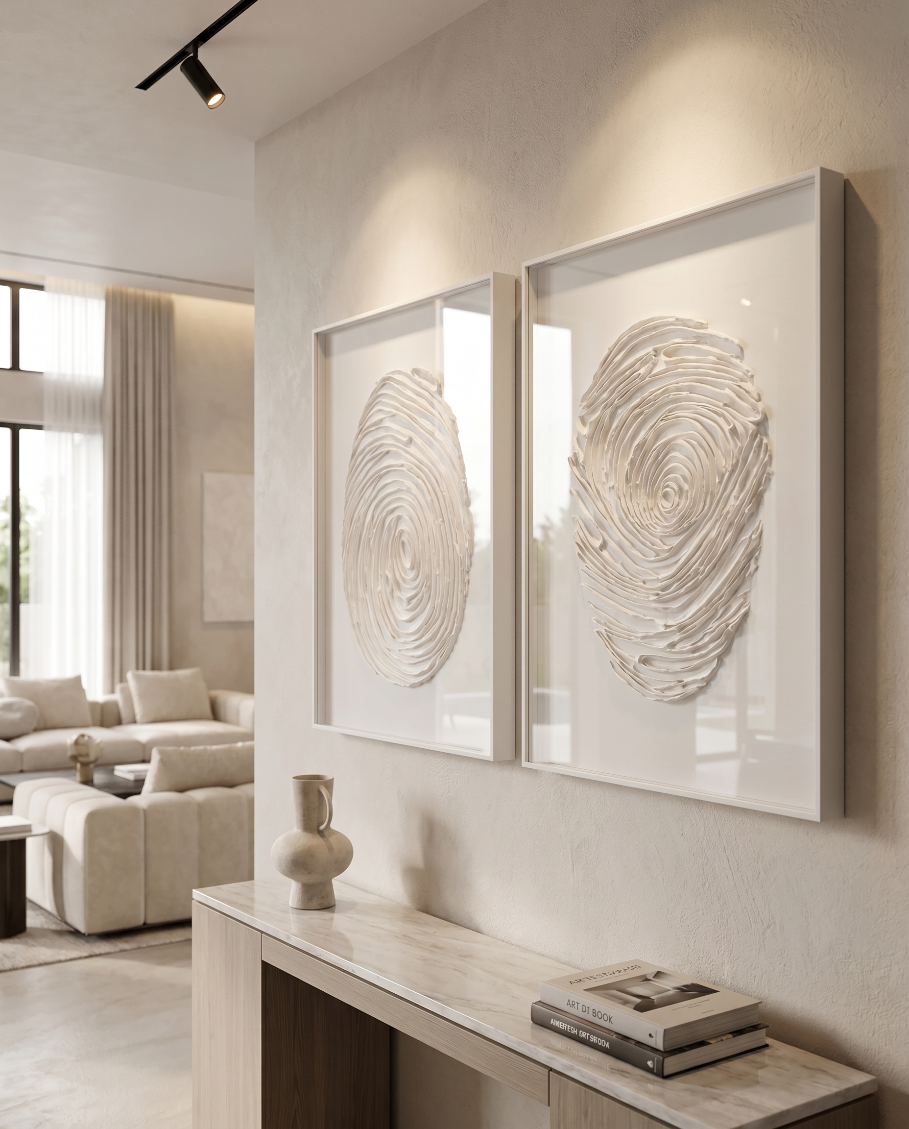 Ivory Imprint Duo - Abstract Wallart