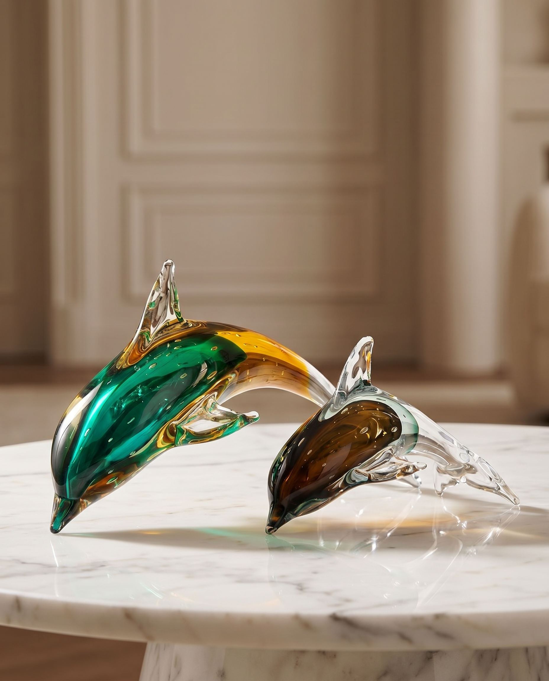Dolphin Decor Set - Crystal Glass
