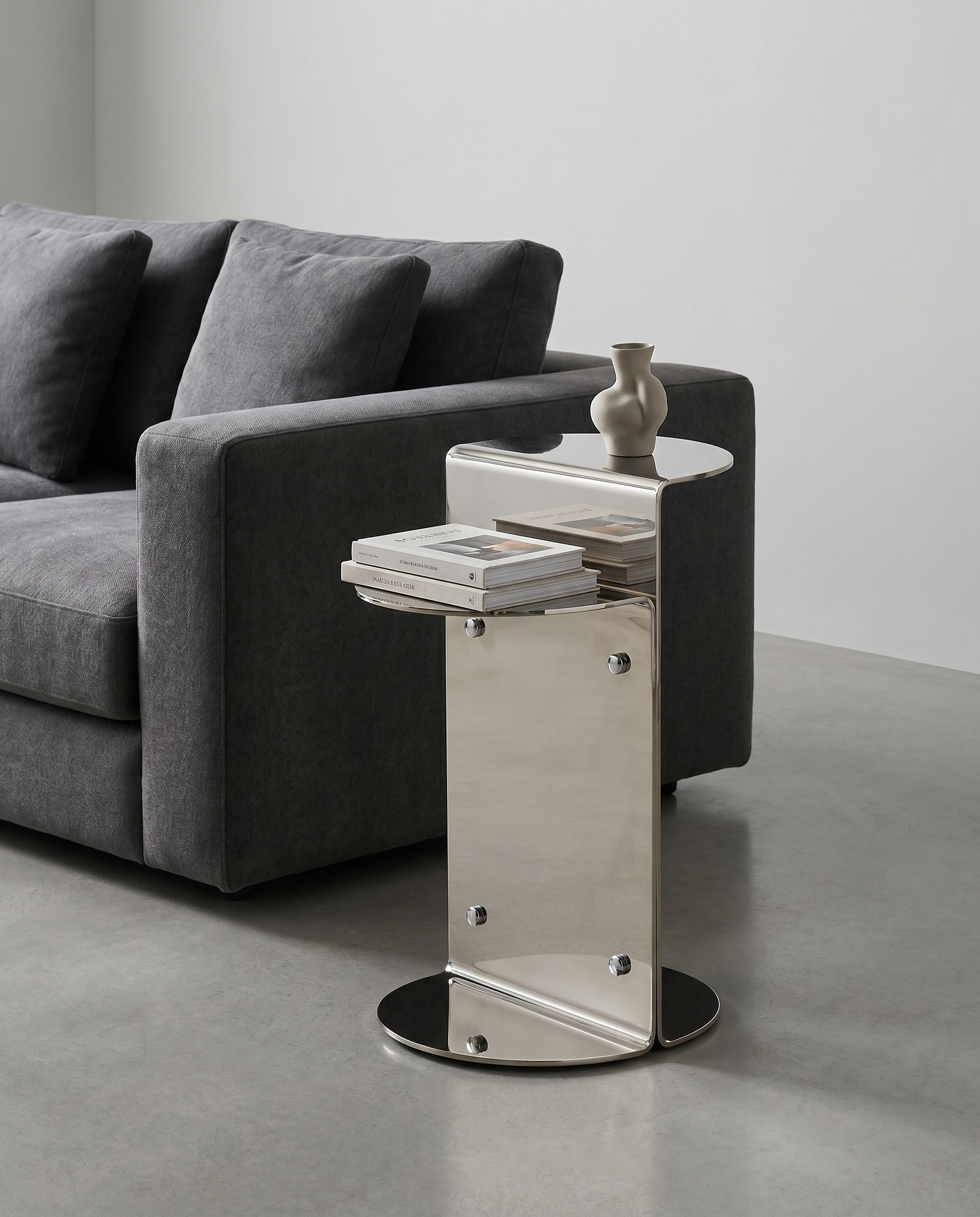 Flux Silver Stainless Steel Side Table