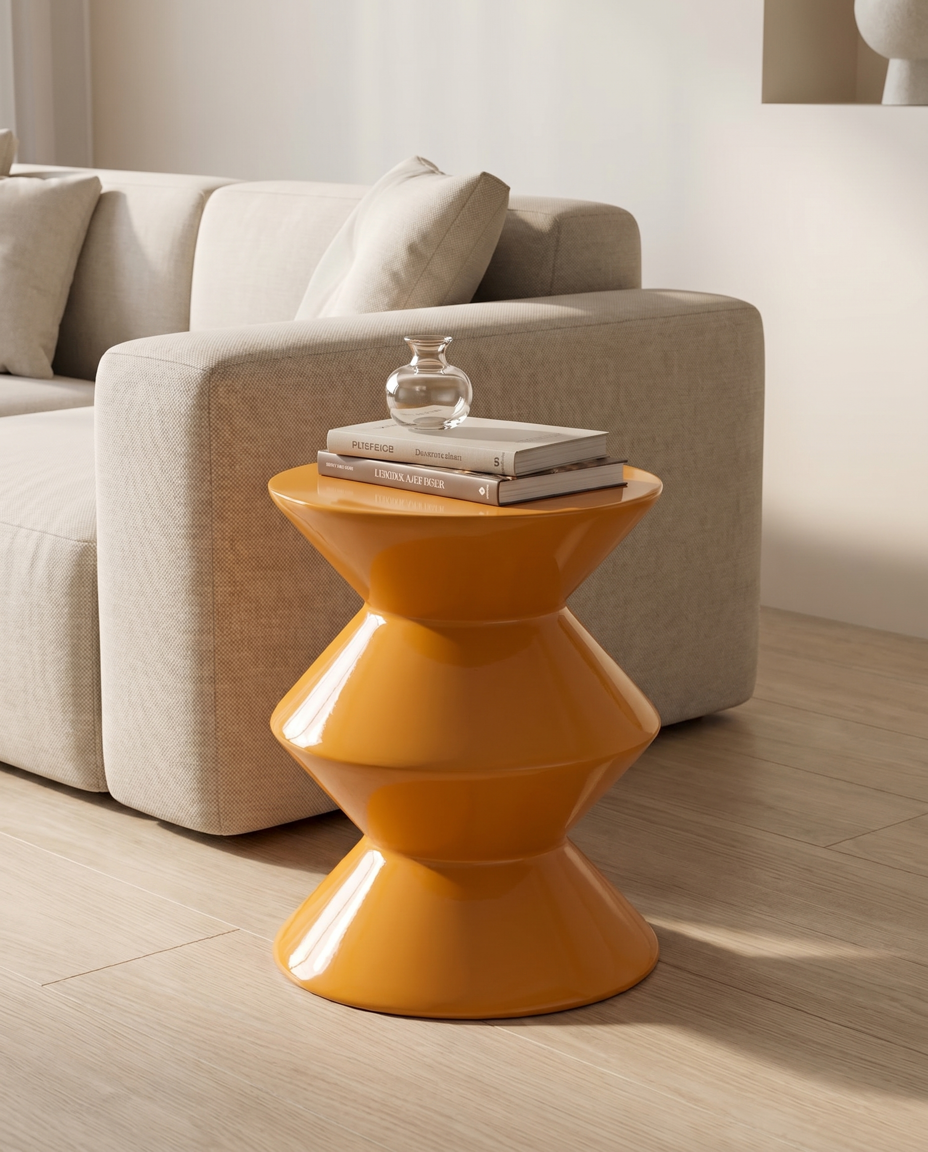Geo Fibre Glass Side Table - Yellow