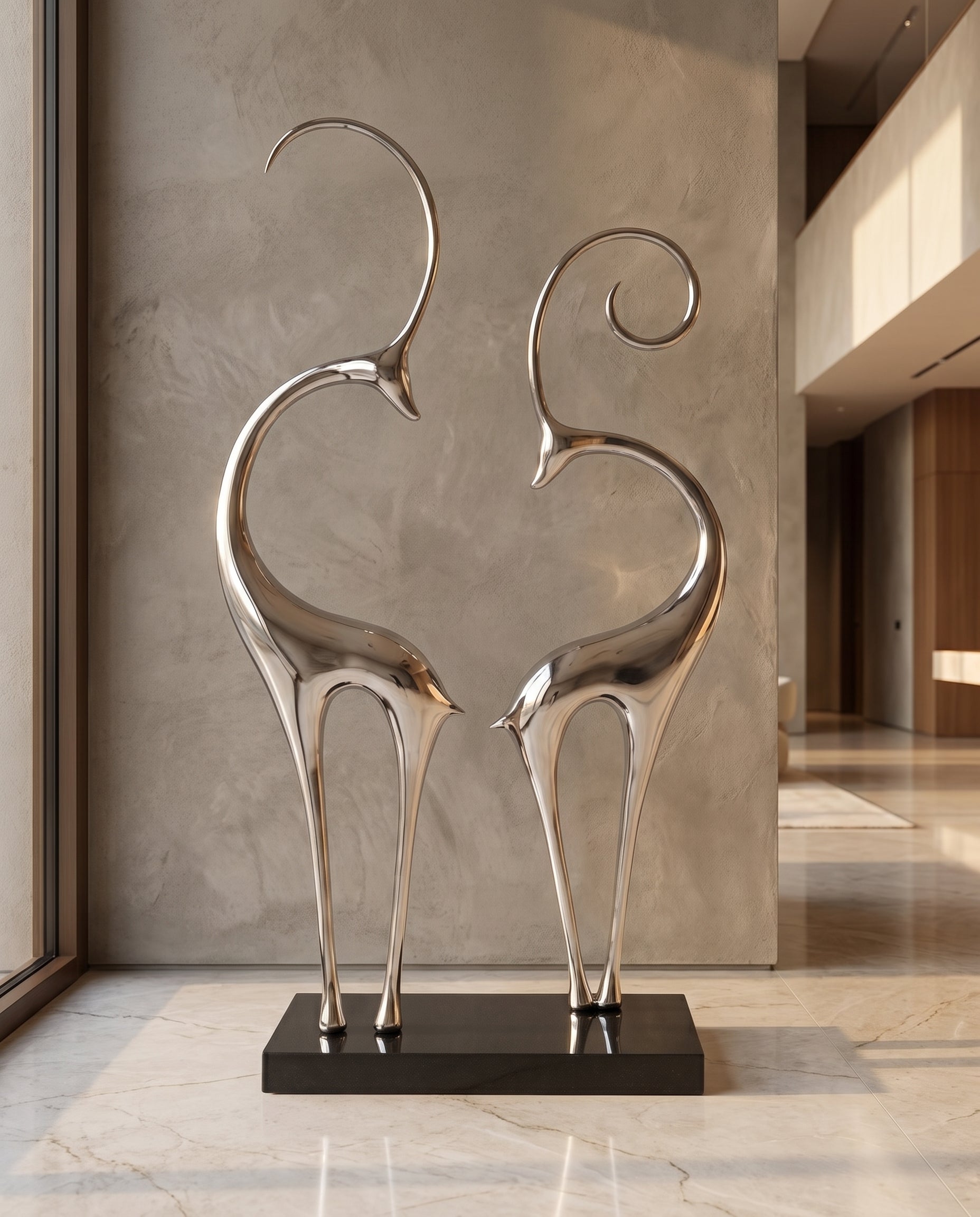 Girry Deer Stainless Steel Sculpture Silver