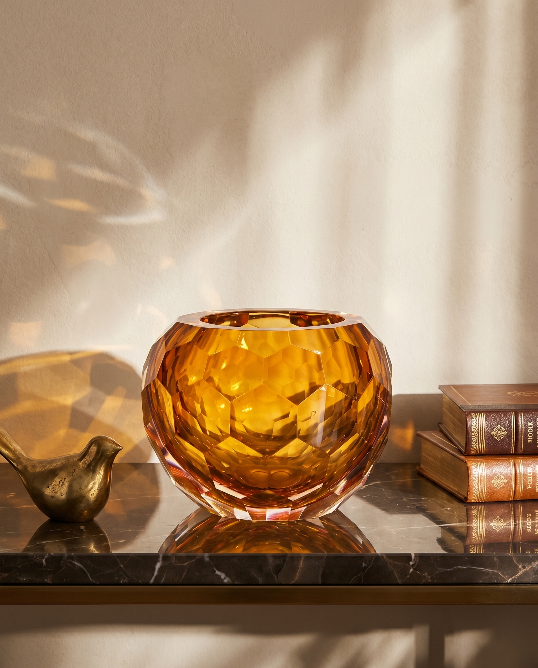 Golden Ember Crystal Crown Bowl
