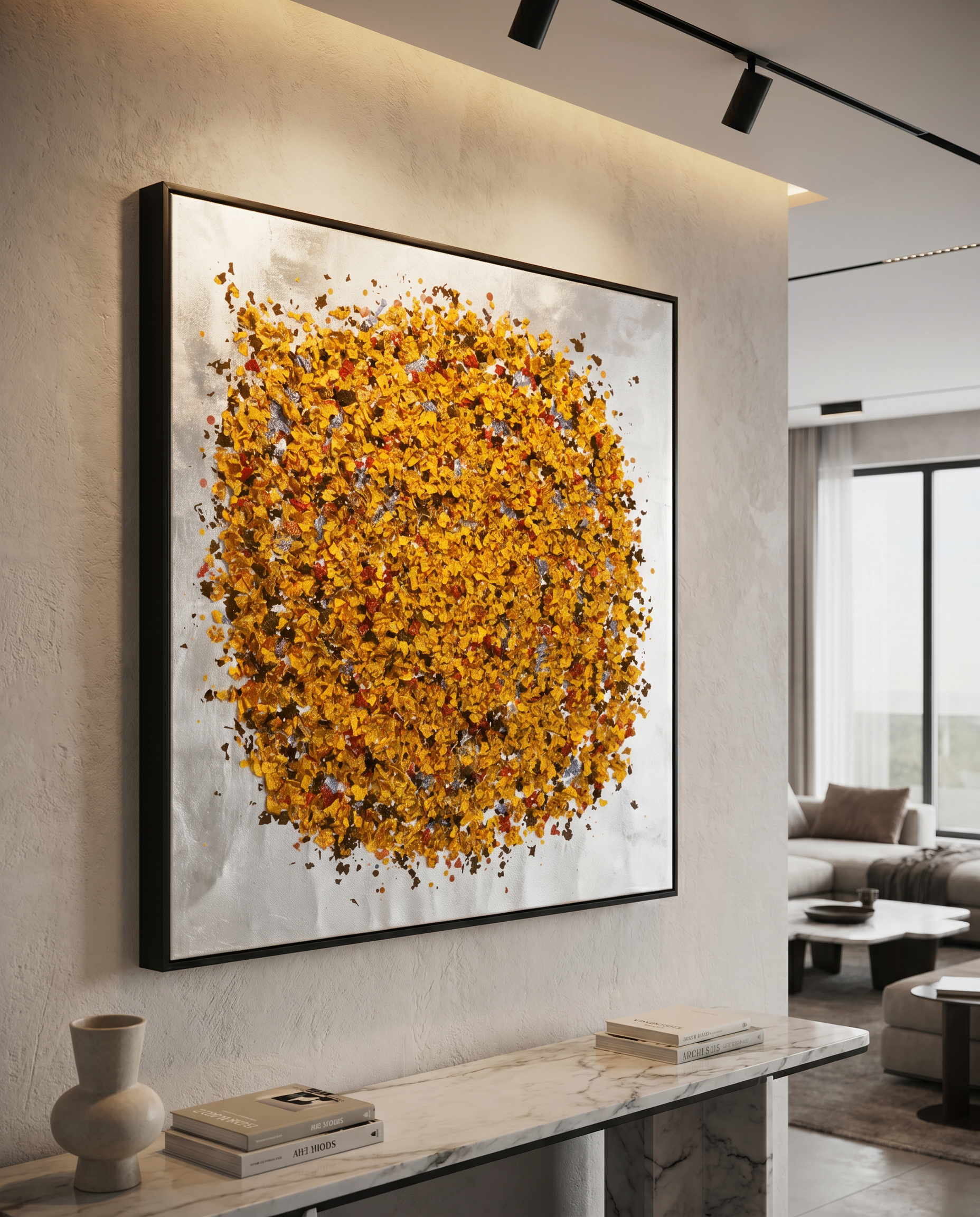 Golden Blooms - Floral Blossom Modern Wallart