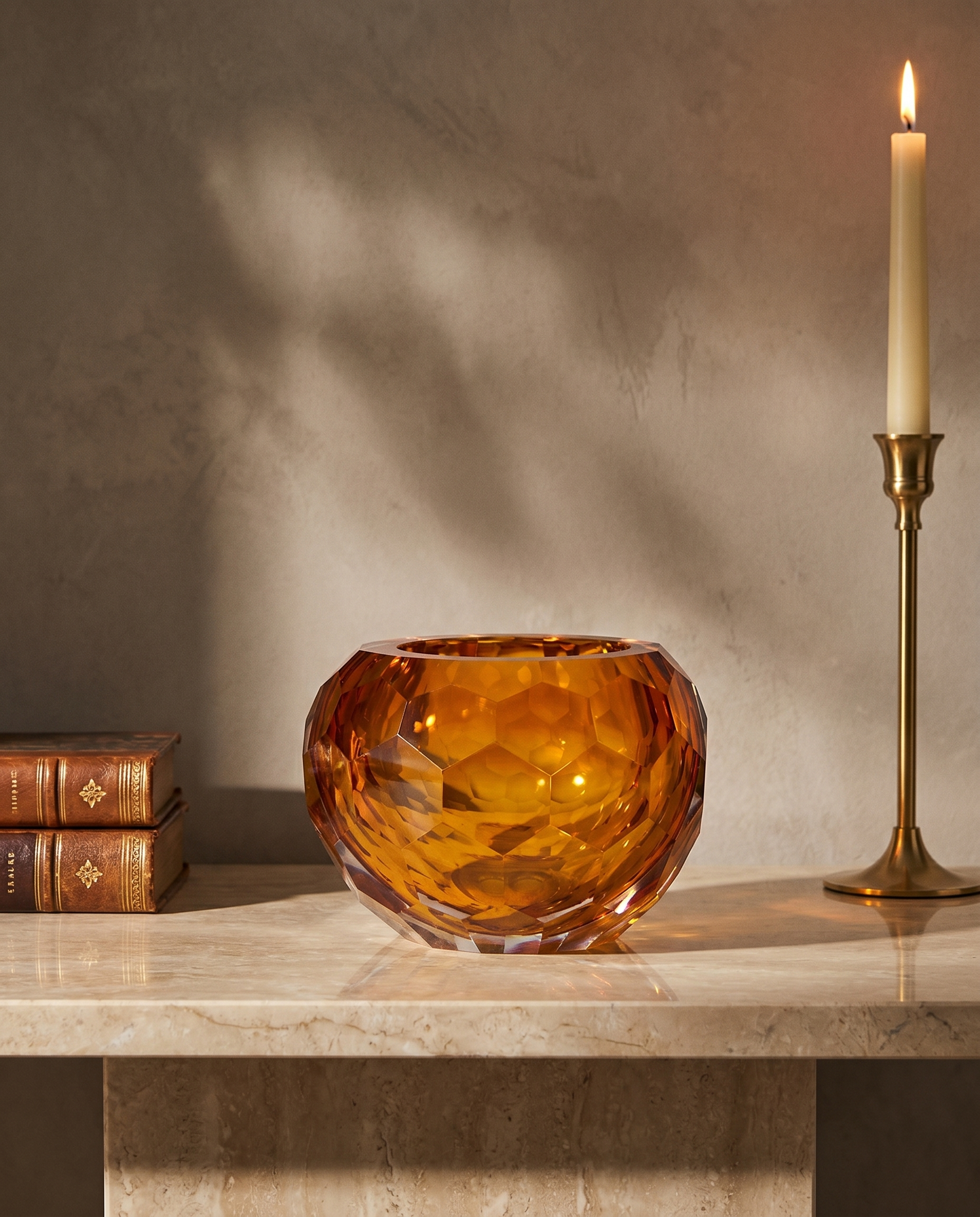 Golden Ember Crystal Crown Bowl