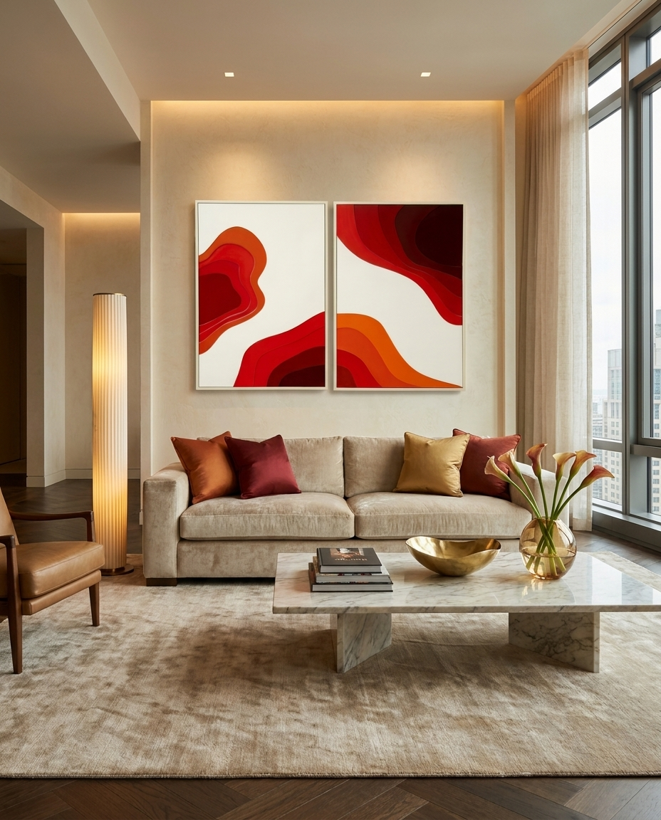 Crimson Currents - Abstract Acrylic Wall Art