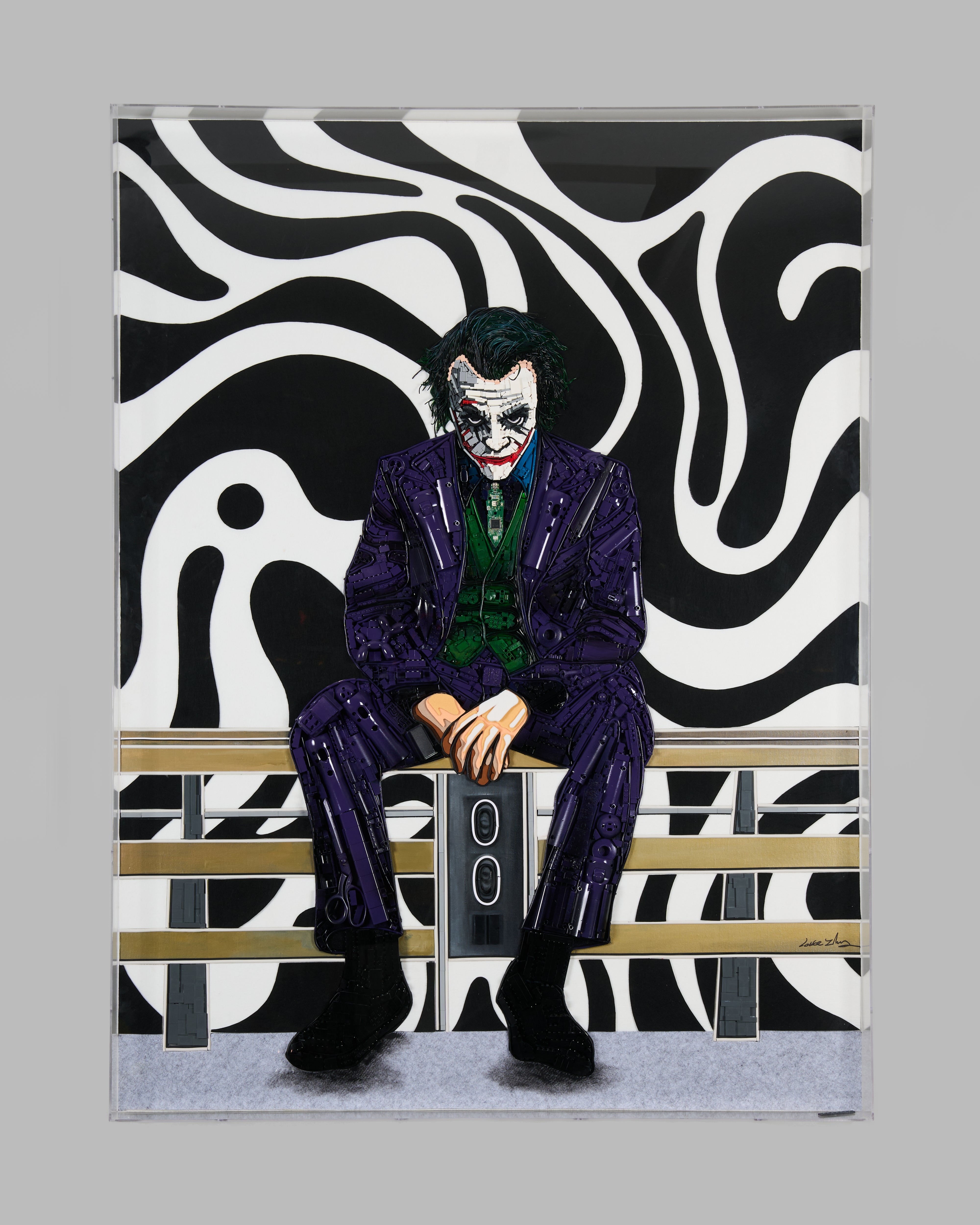 Joker wall art styled in a modern luxury interior as a bold contemporary statement piece
