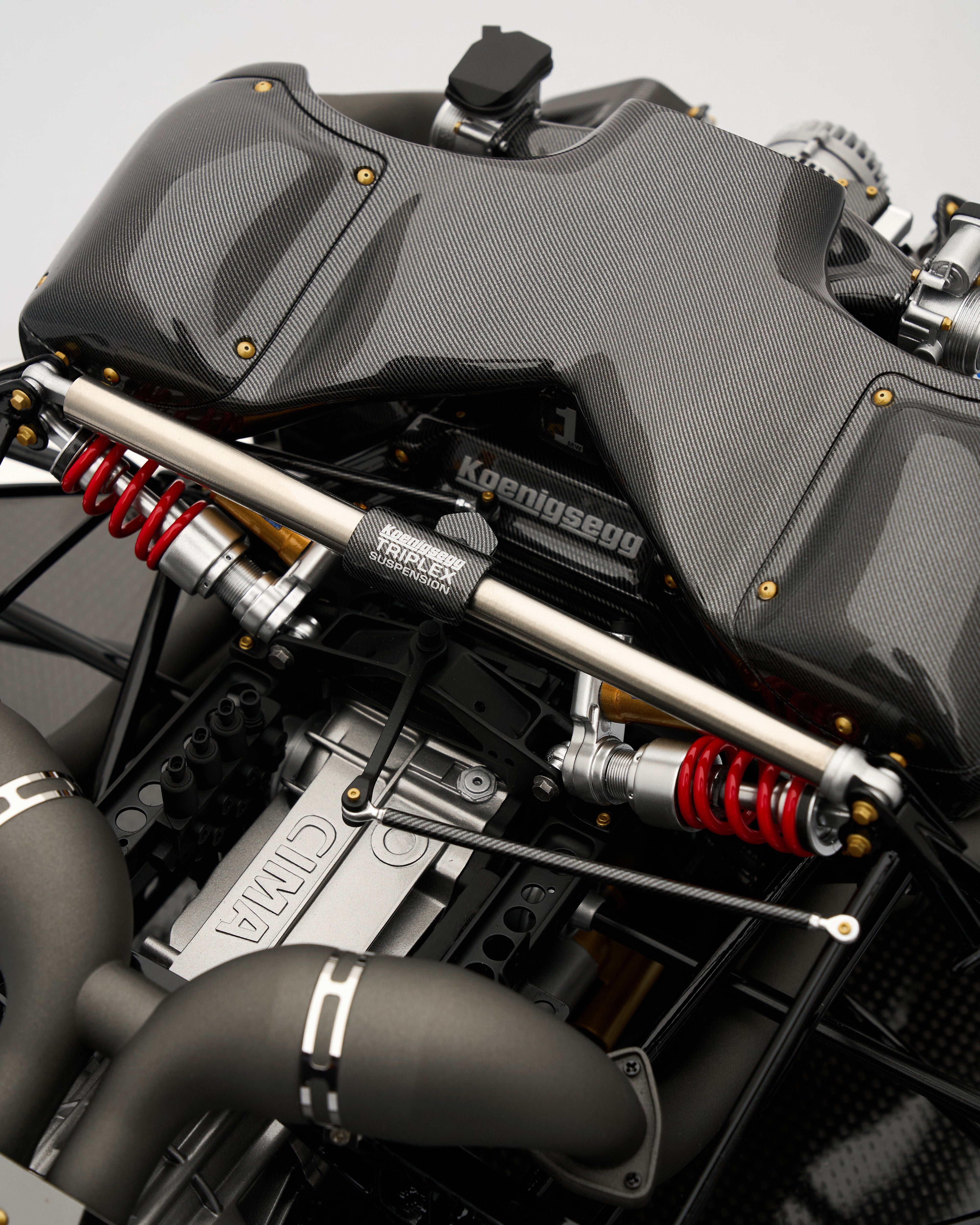 Close-up of Koenigsegg Agera RS Engine Scale Model highlighting precision detailing and premium materials