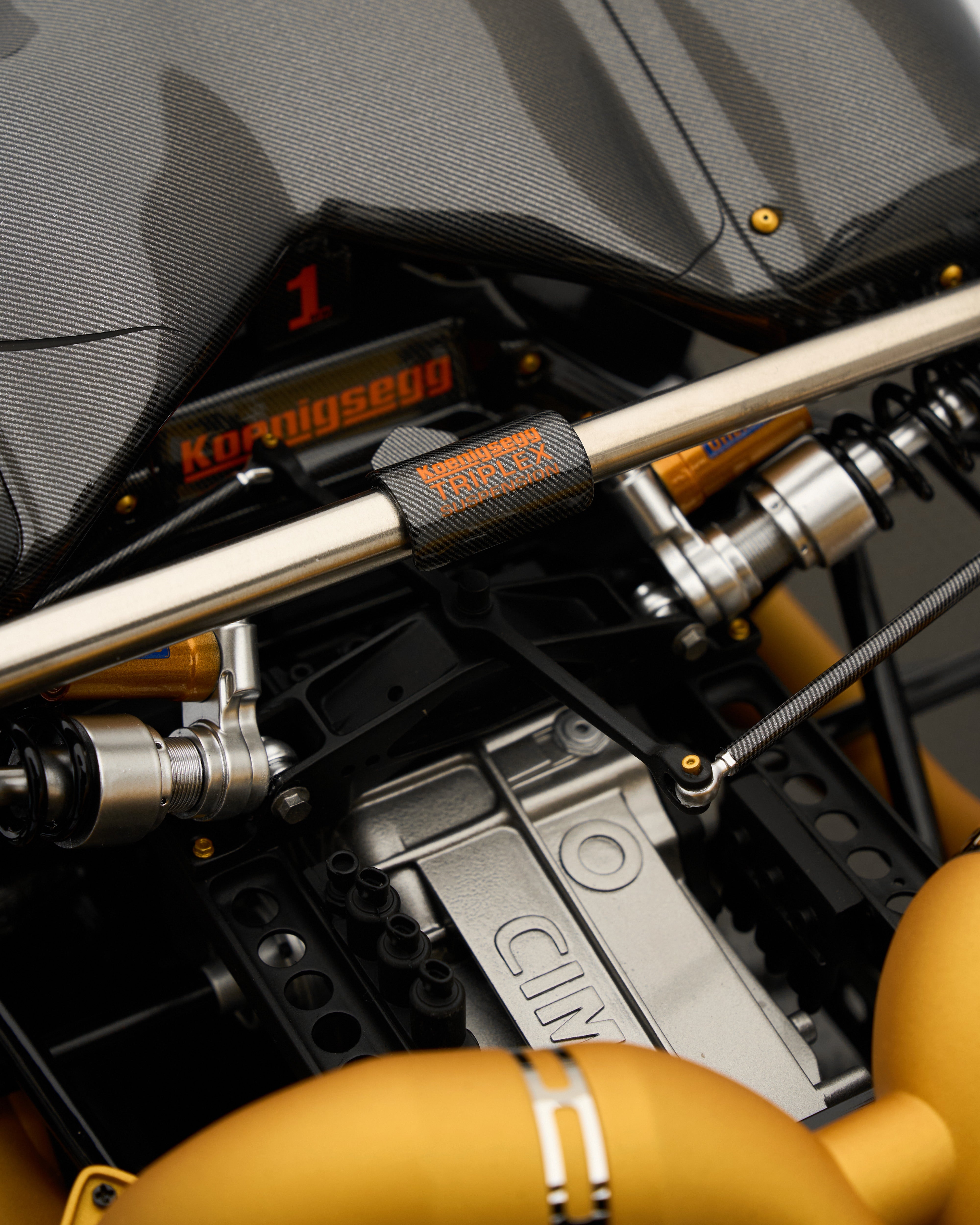 Detailed texture and finish of Koenigsegg One:1 Engine Scale Model showcasing superior craftsmanship and collector quality