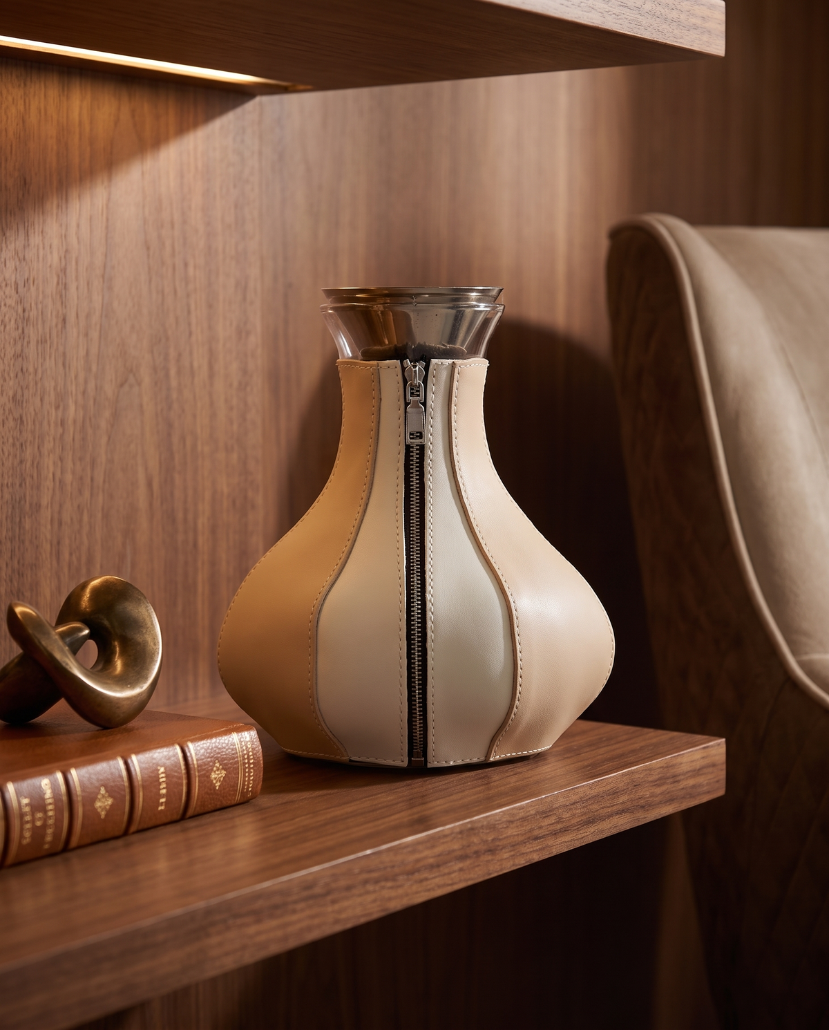 Modern Leather Accent Jug Decor