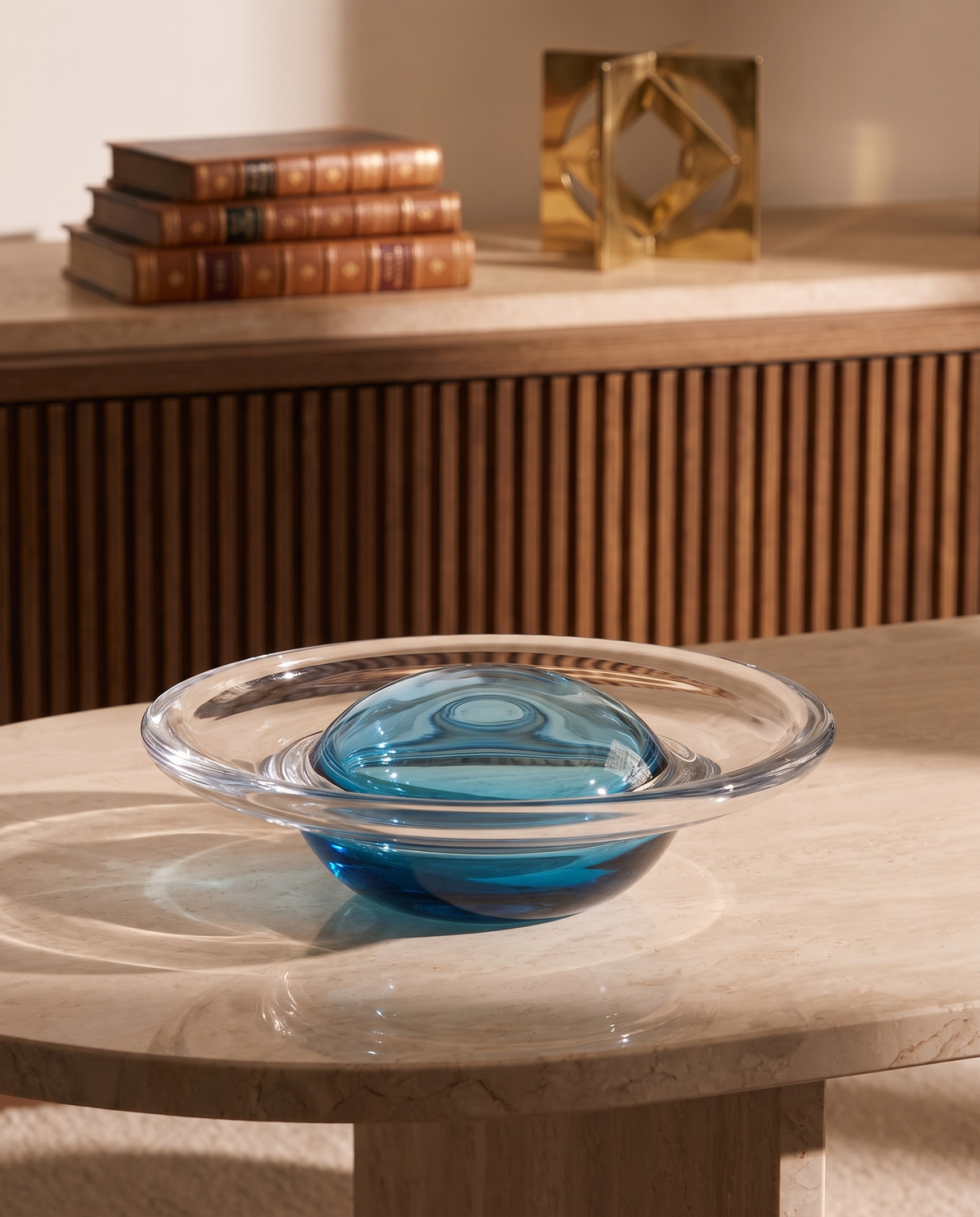 Lemora Platter Crystal Glass Centerpiece Decor