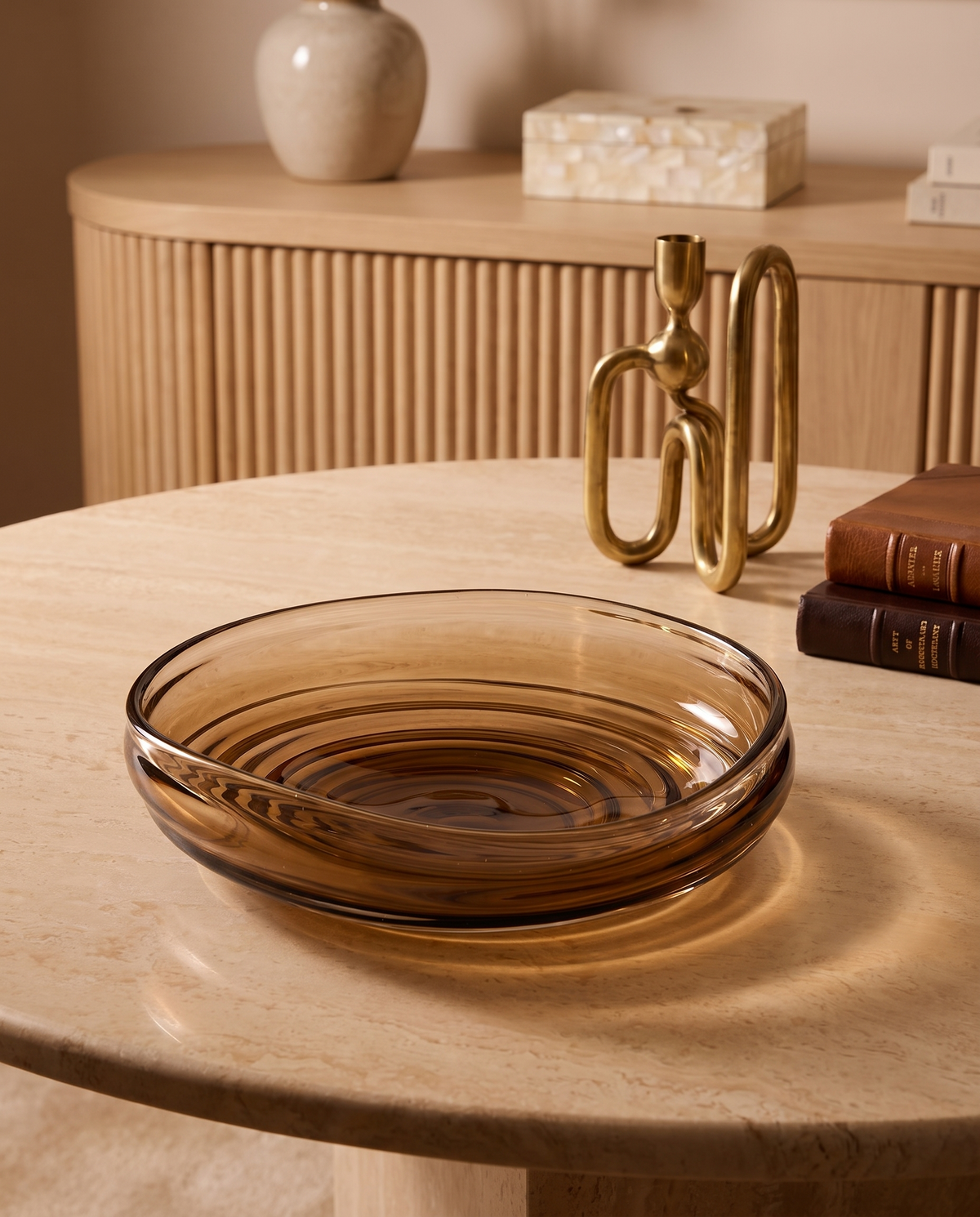 Levora Brown Crystal Centerpiece Tray