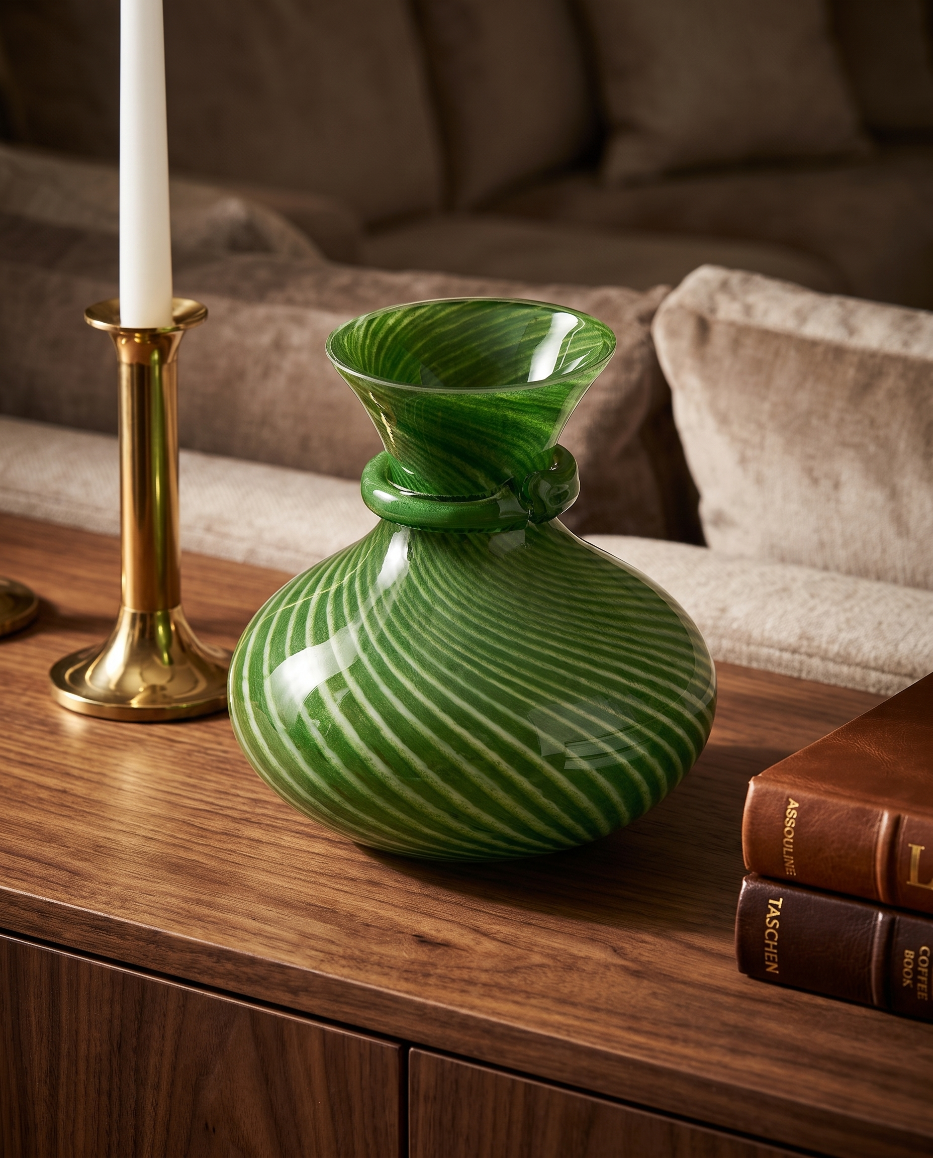 Linea Palm Green Murano Vase