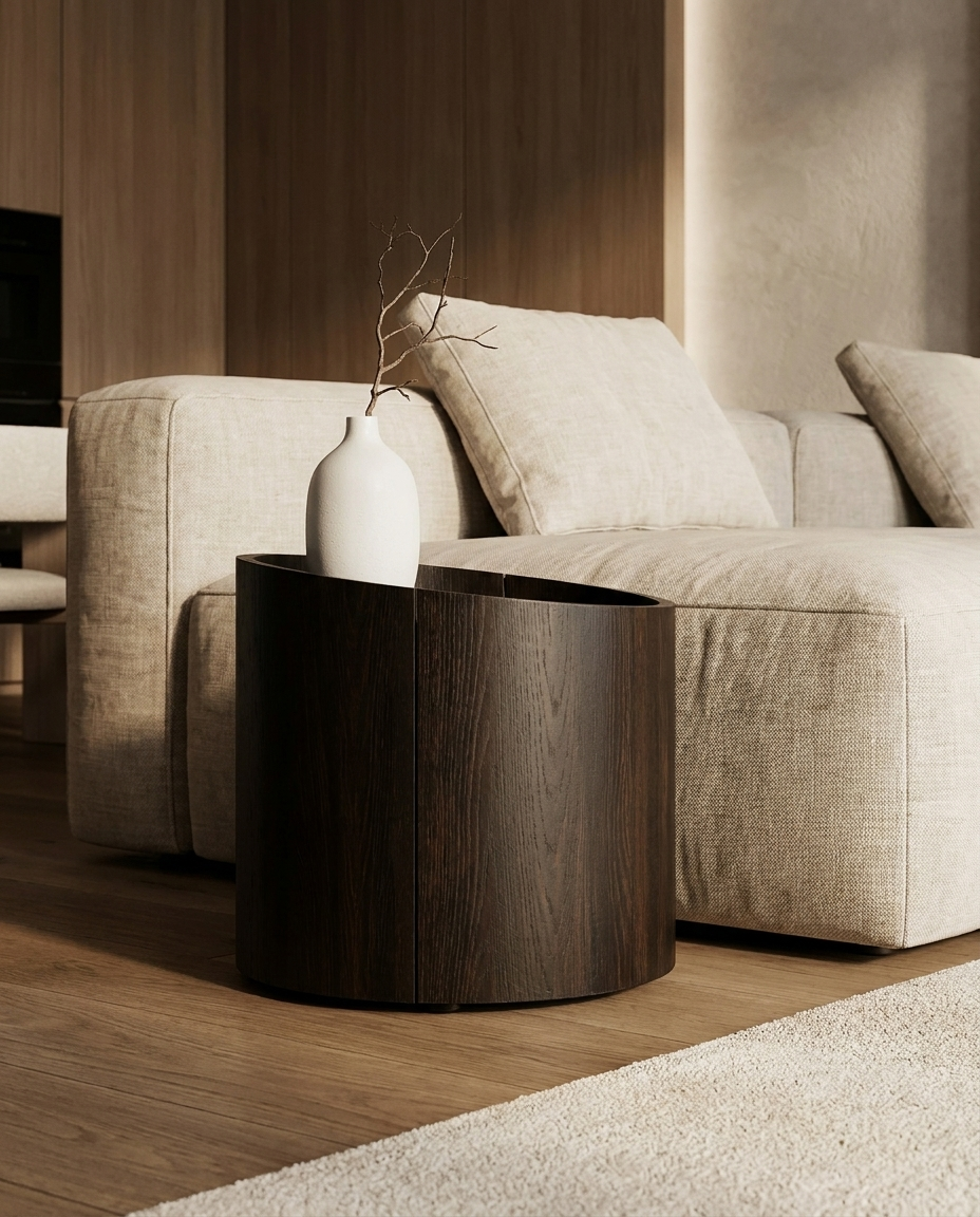 Lora Round Wooden Side Table