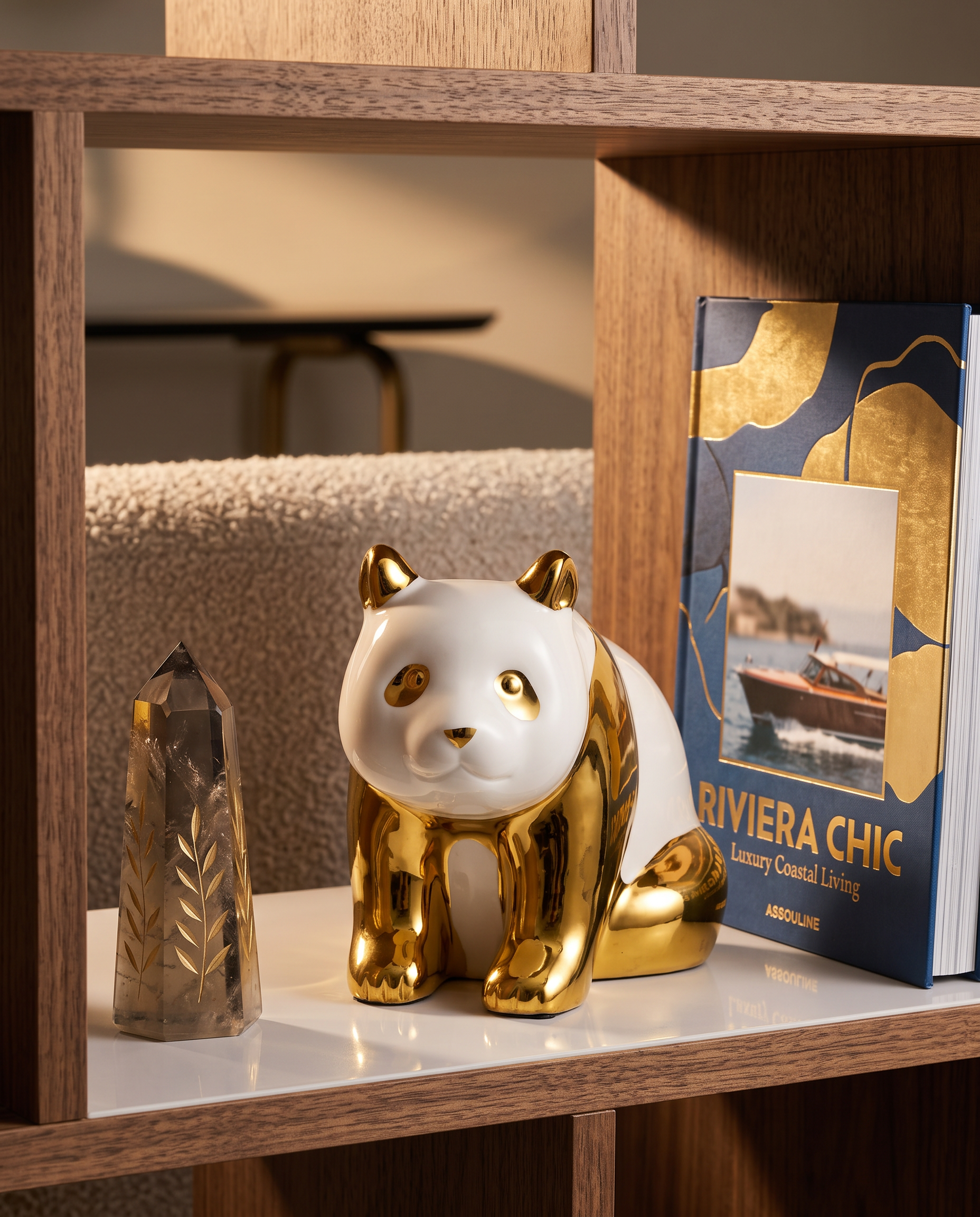 Lunara Ceramic Lazy Golden Panda Figurine