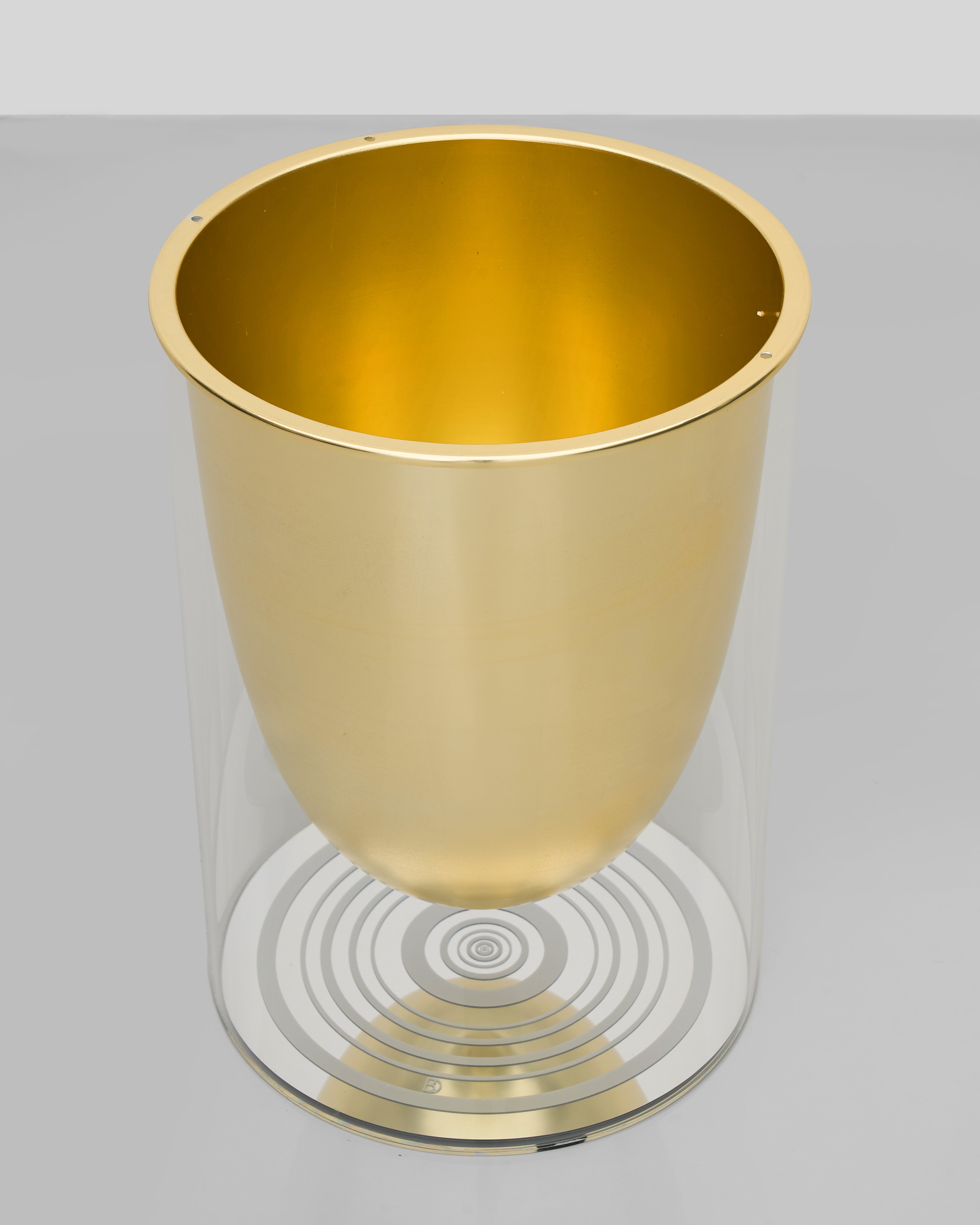Single luxury gold planter with transparent white base showcasing refined craftsmanship and contemporary elegance
