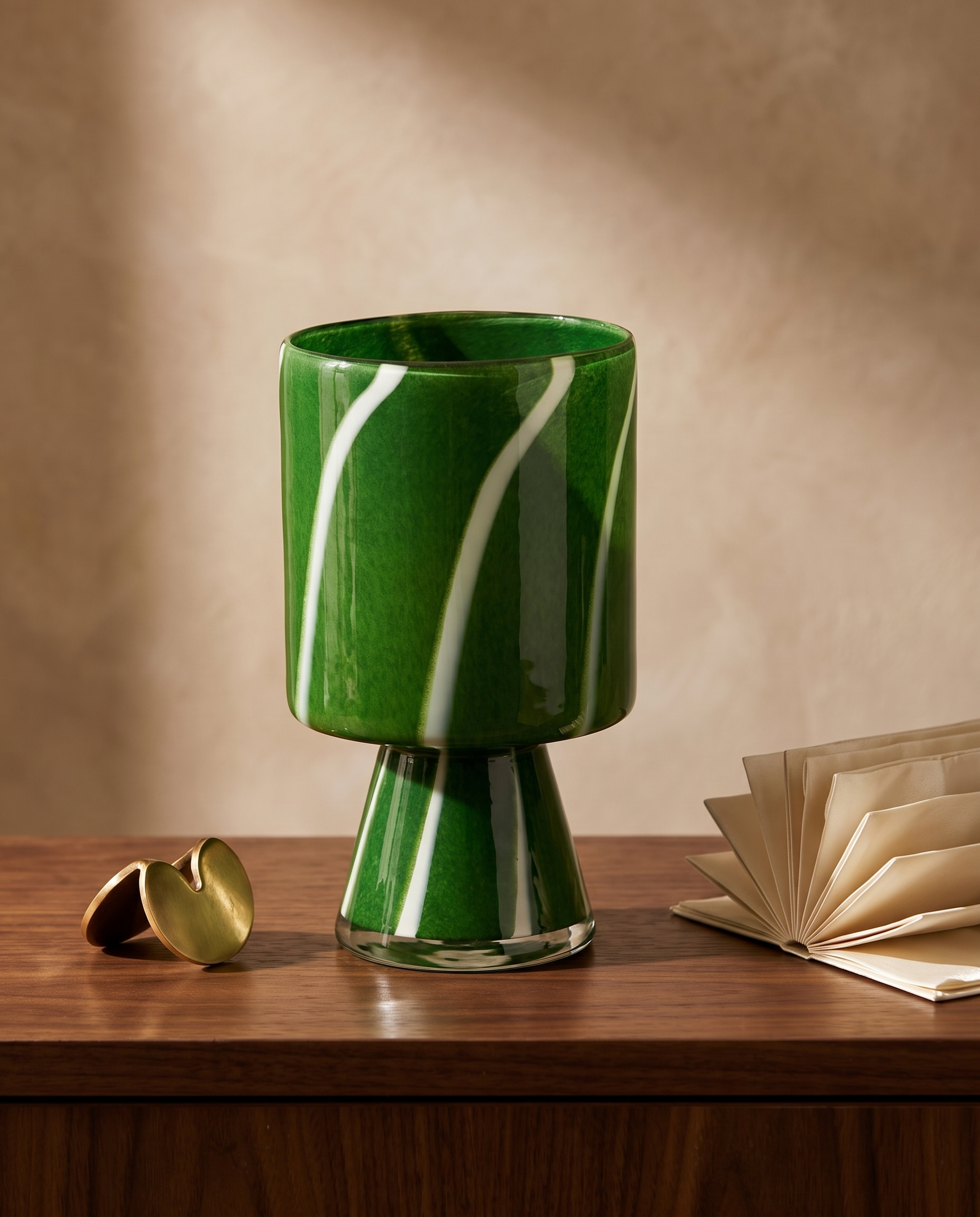 Malachite Palm Green Murano Vase Medium