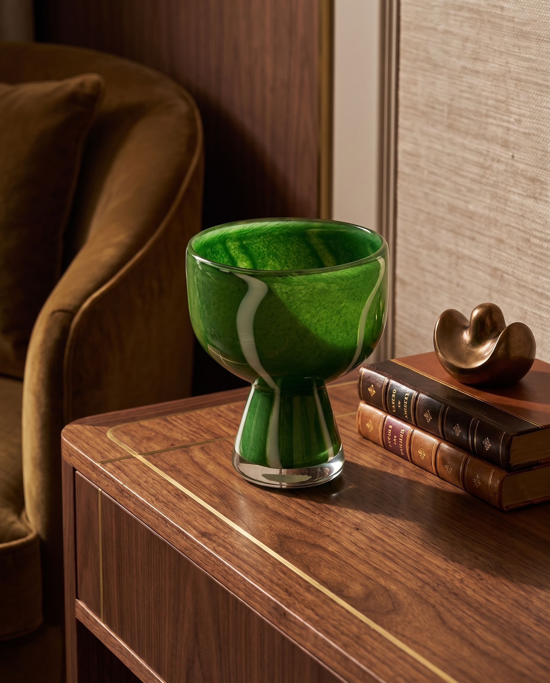 Malachite Palm Green Murano Vase Small