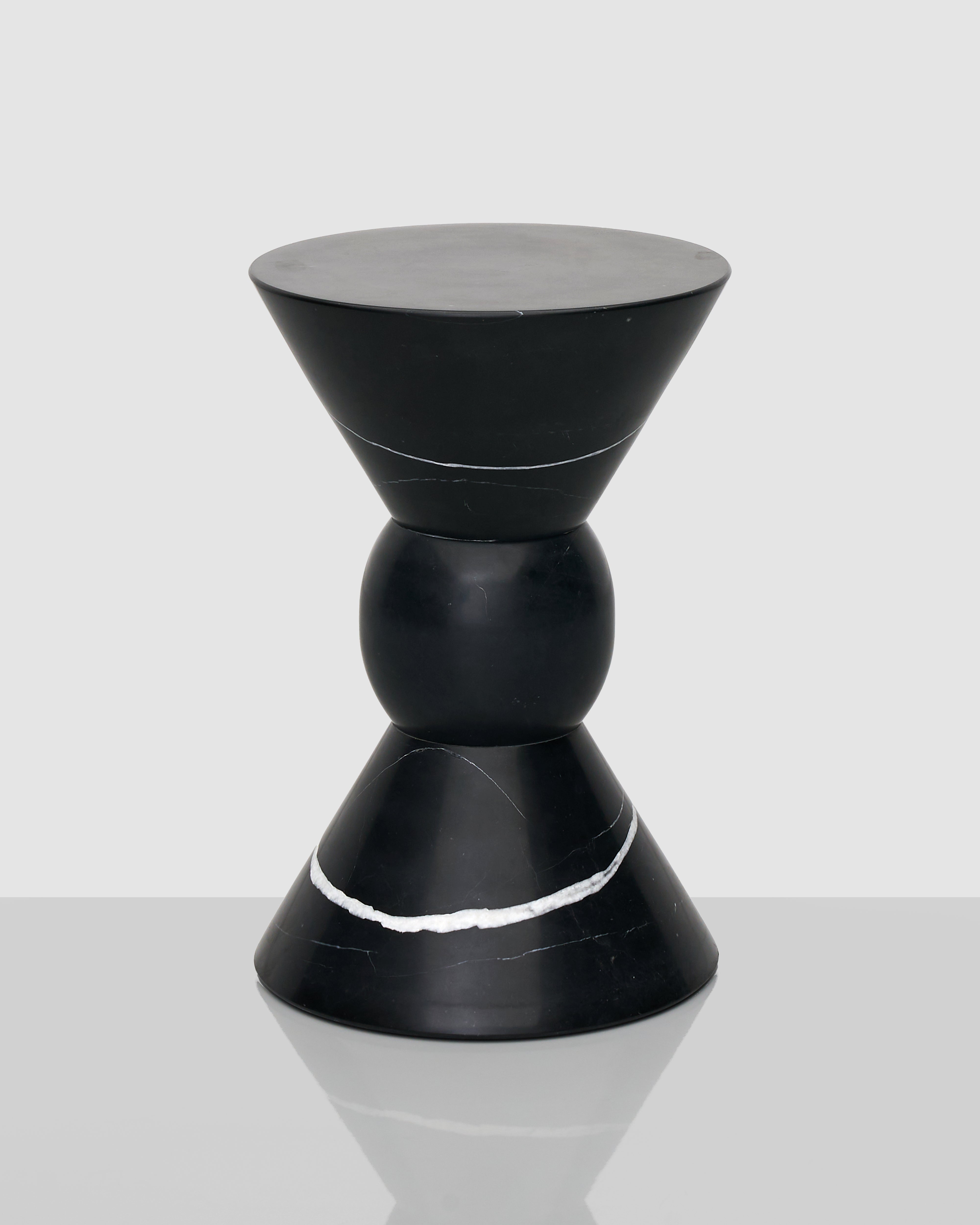 Black and white geometric table on a white background