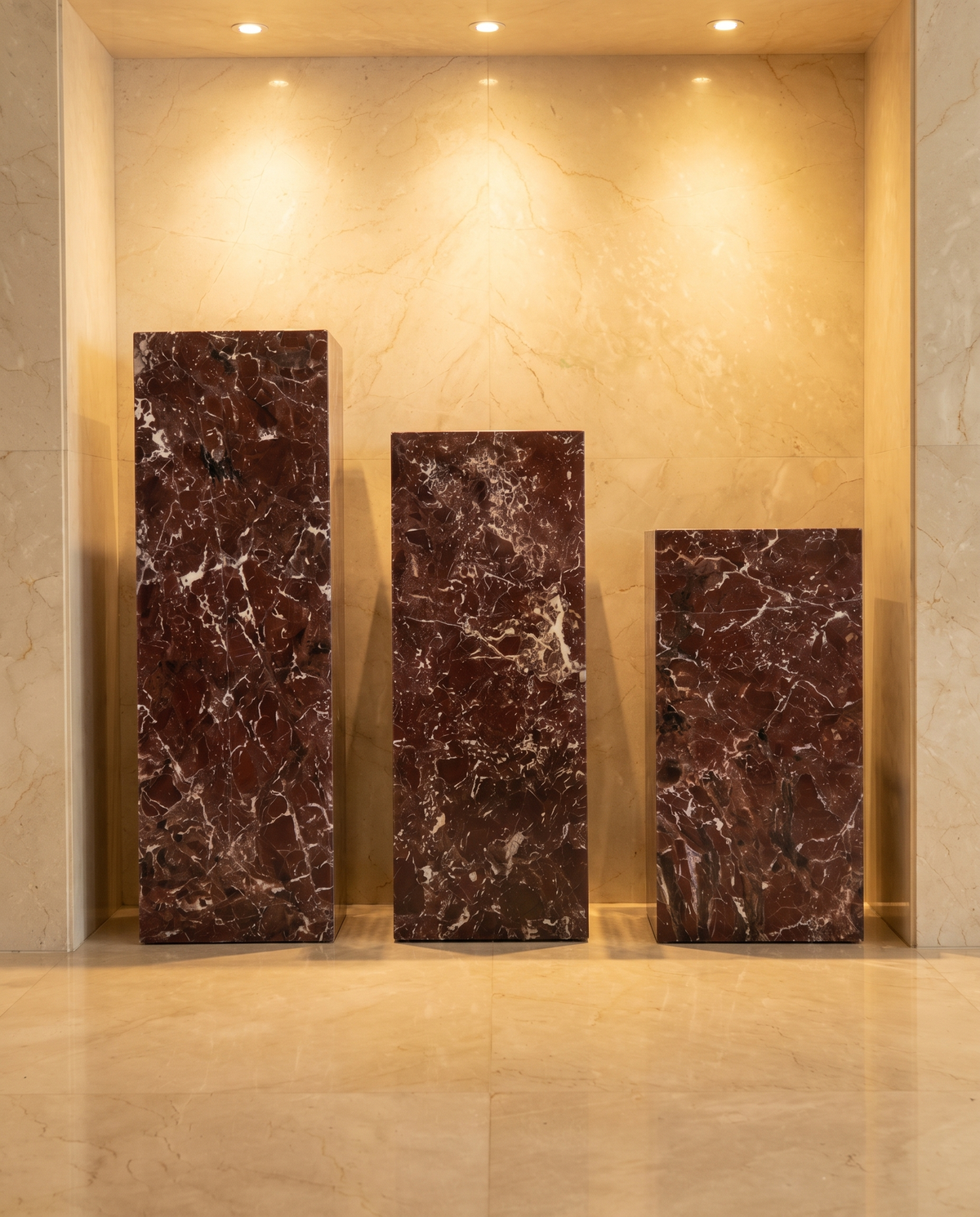 The Monolith Trio Pedestals - Transparent Maroon