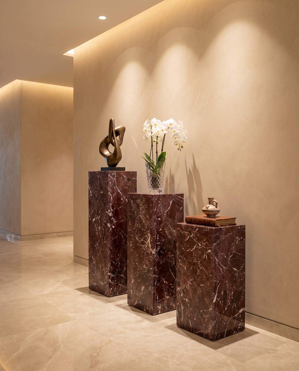 The Monolith Trio Pedestals - Transparent Maroon
