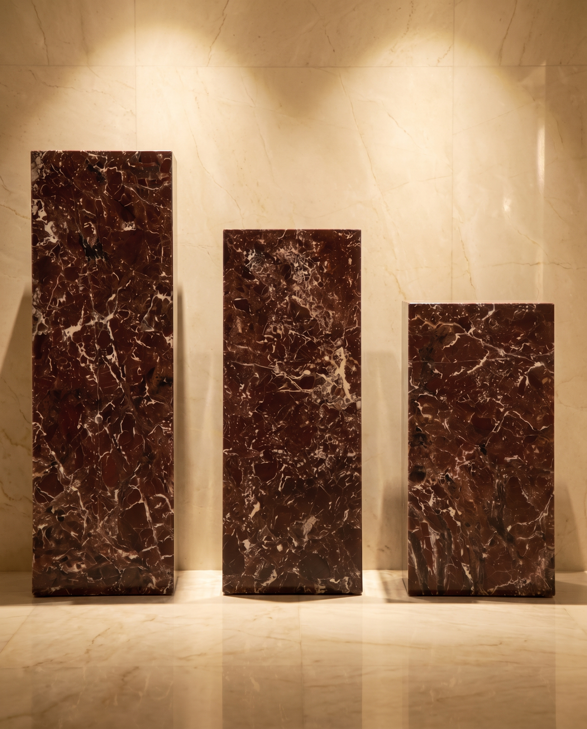 The Monolith Trio Pedestals - Transparent Maroon
