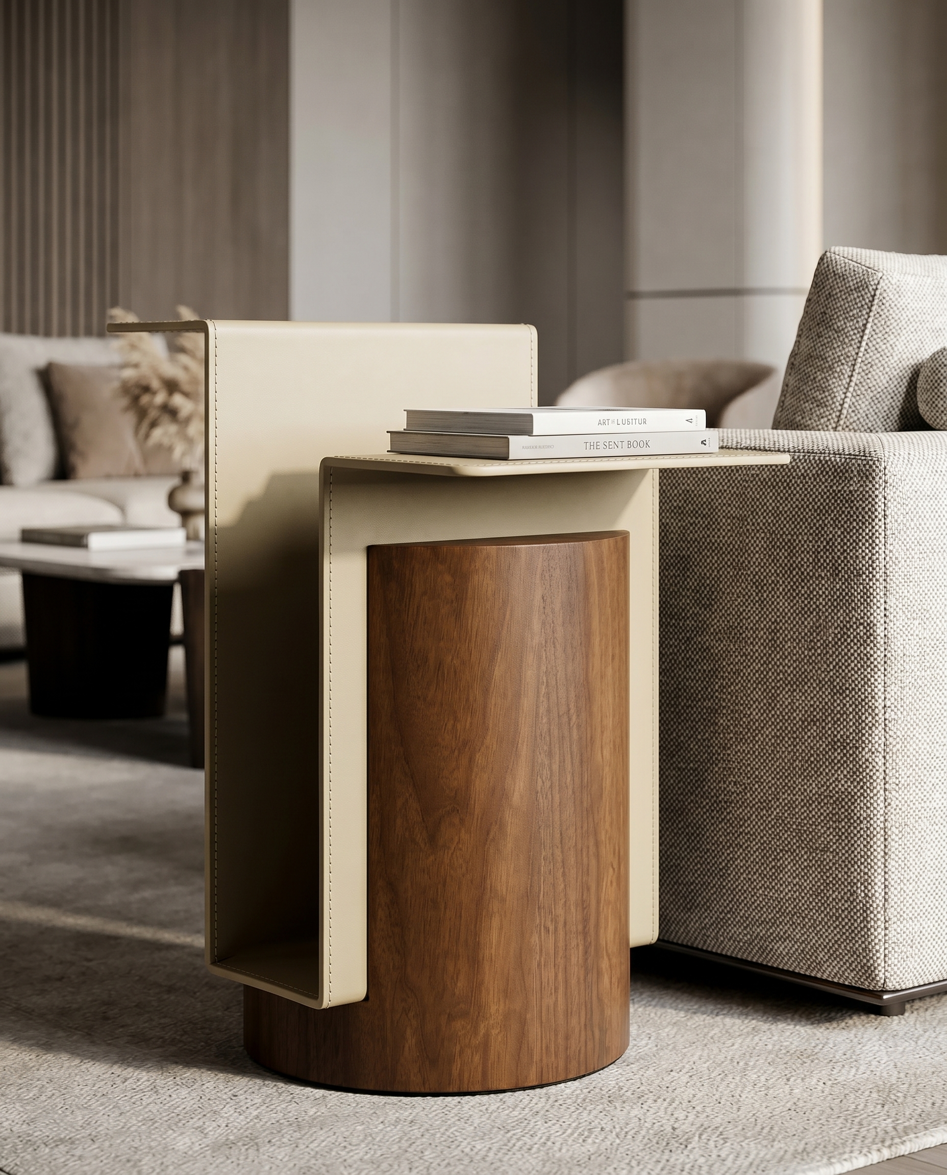 Marzelle Leather Wood Side Table
