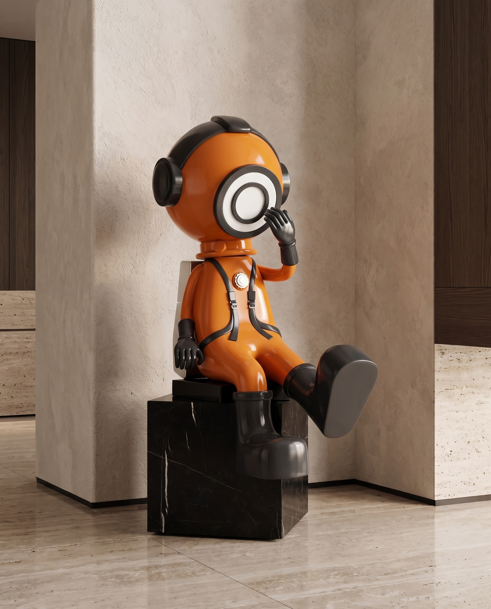 Modern Astro Earthy Orange Grey Figurine (without pedestal)