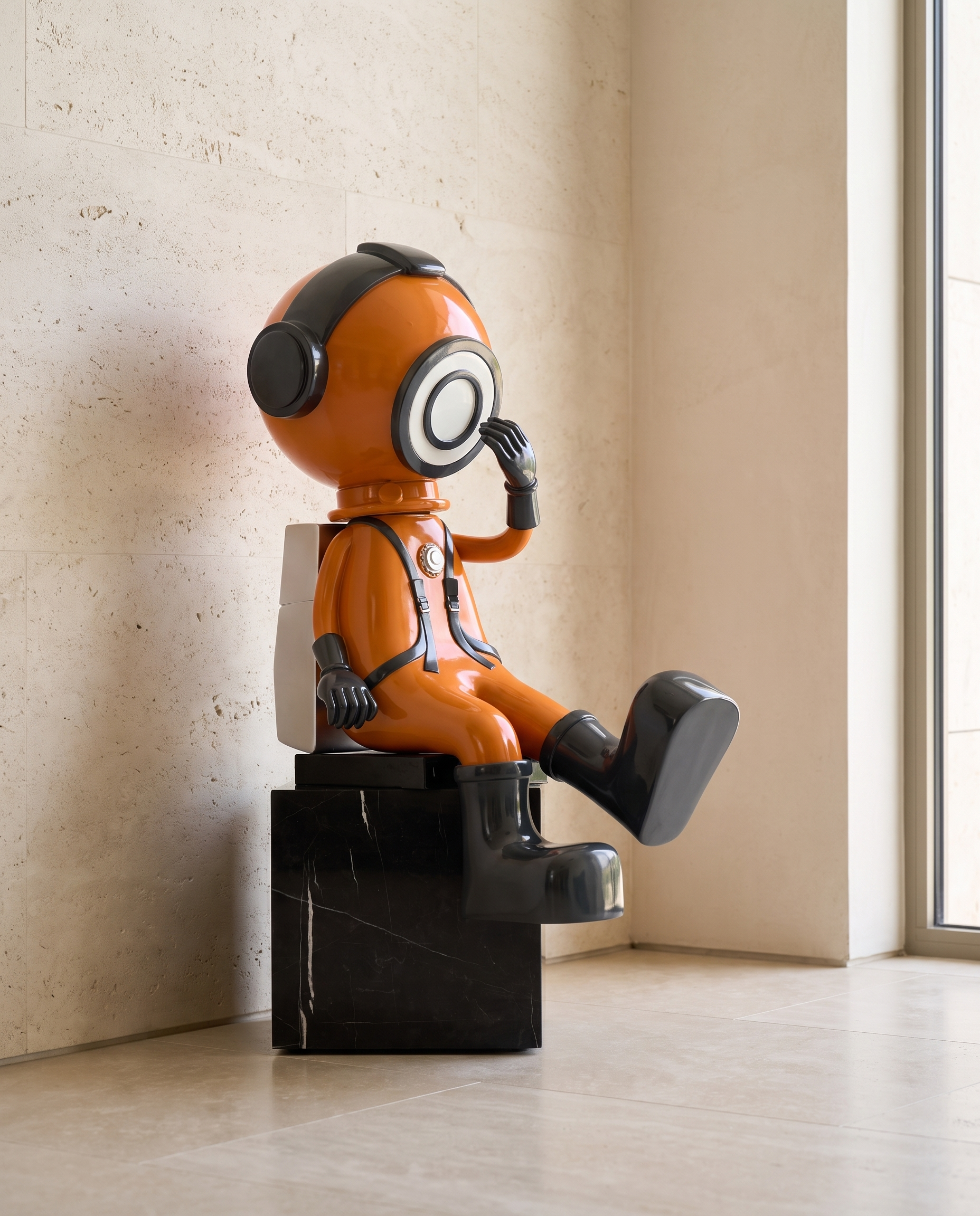 Modern Astro Earthy Orange Grey Figurine (without pedestal)