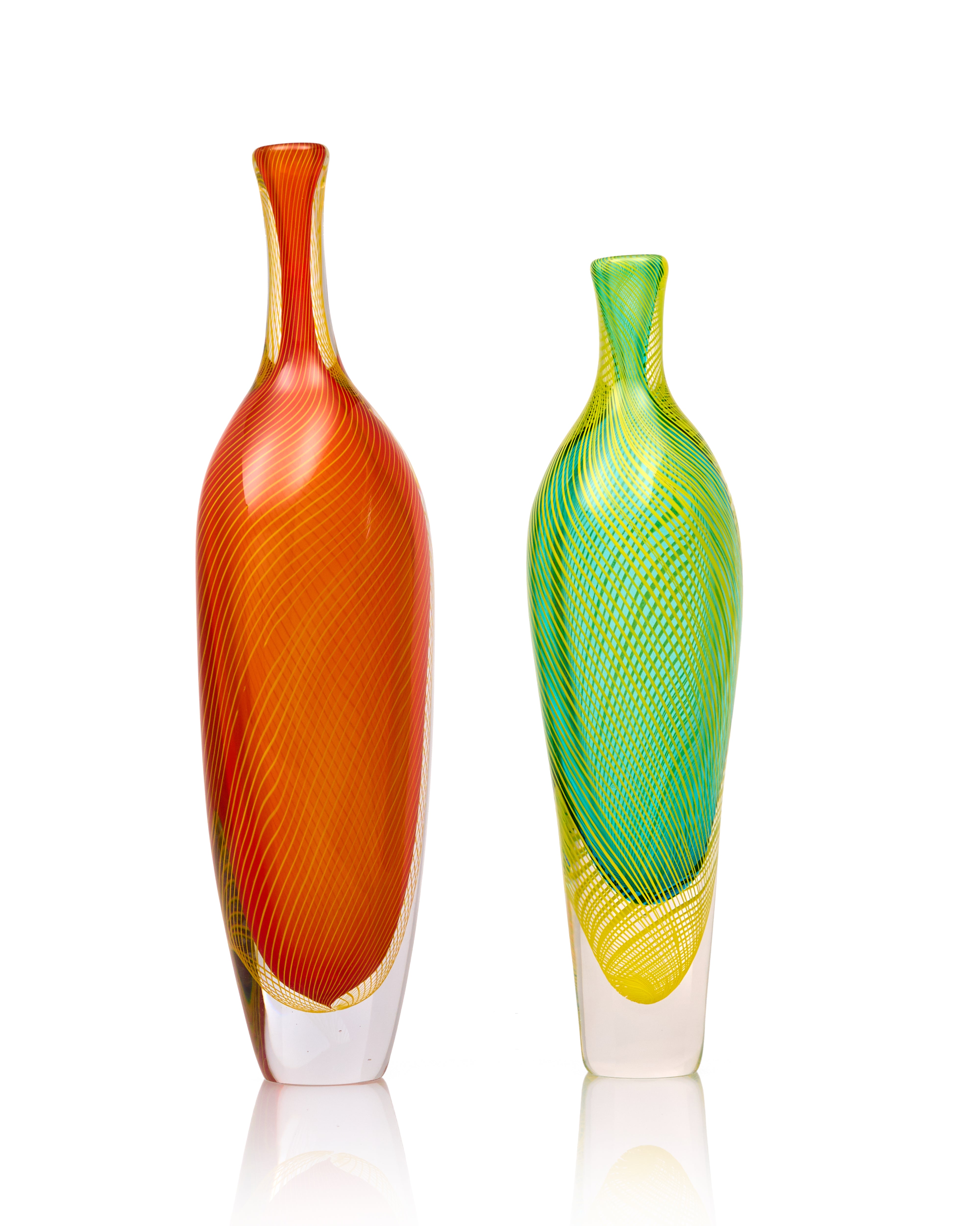 Celadon Murano Crystal Dual Vase Set