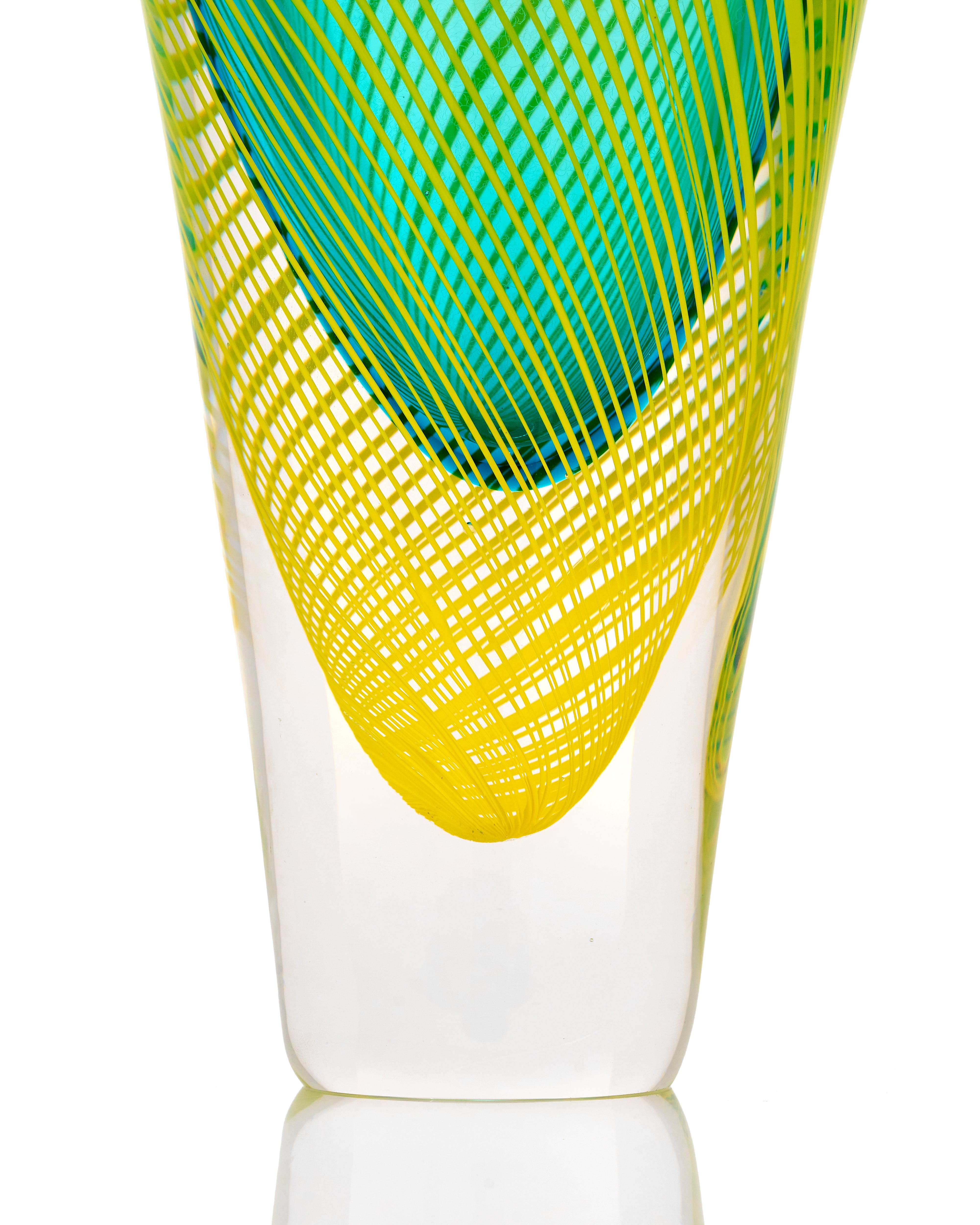 Celadon Murano Crystal Dual Vase Set