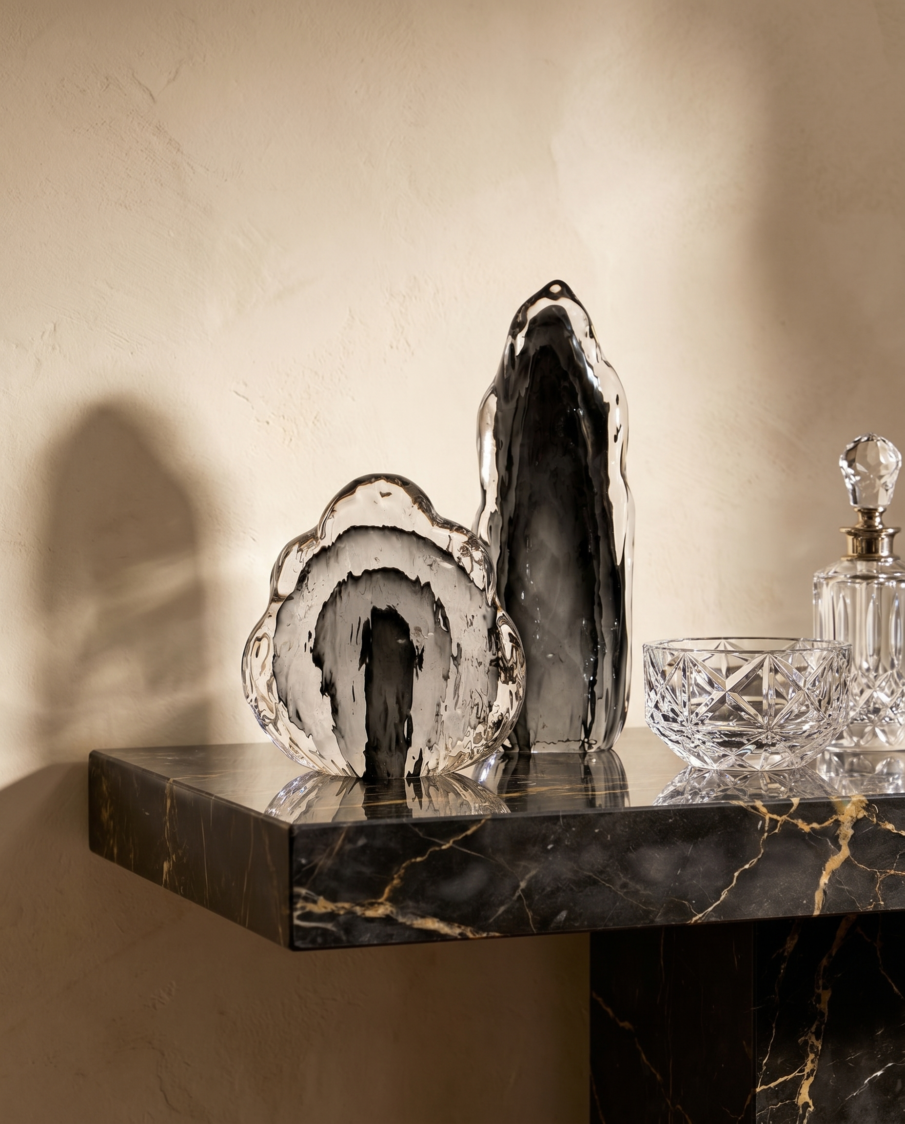 Obsidian Crystal Duo Decor