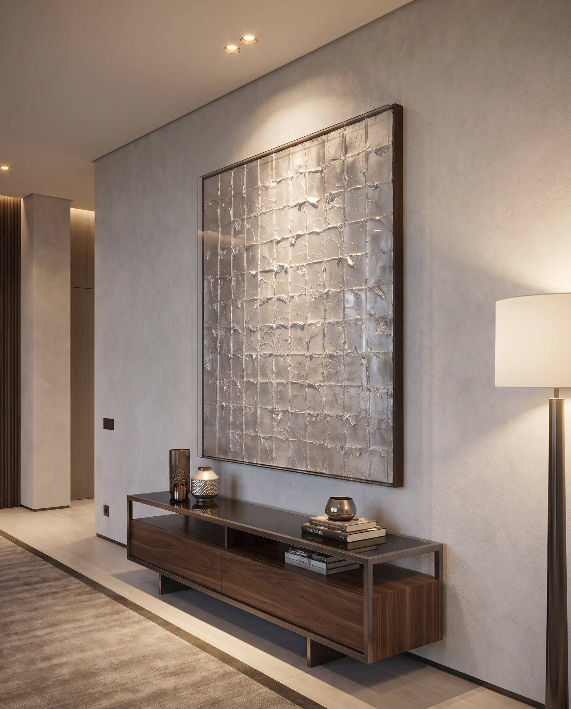 Opulent Grid - SIlver Matrix Modern Wallart