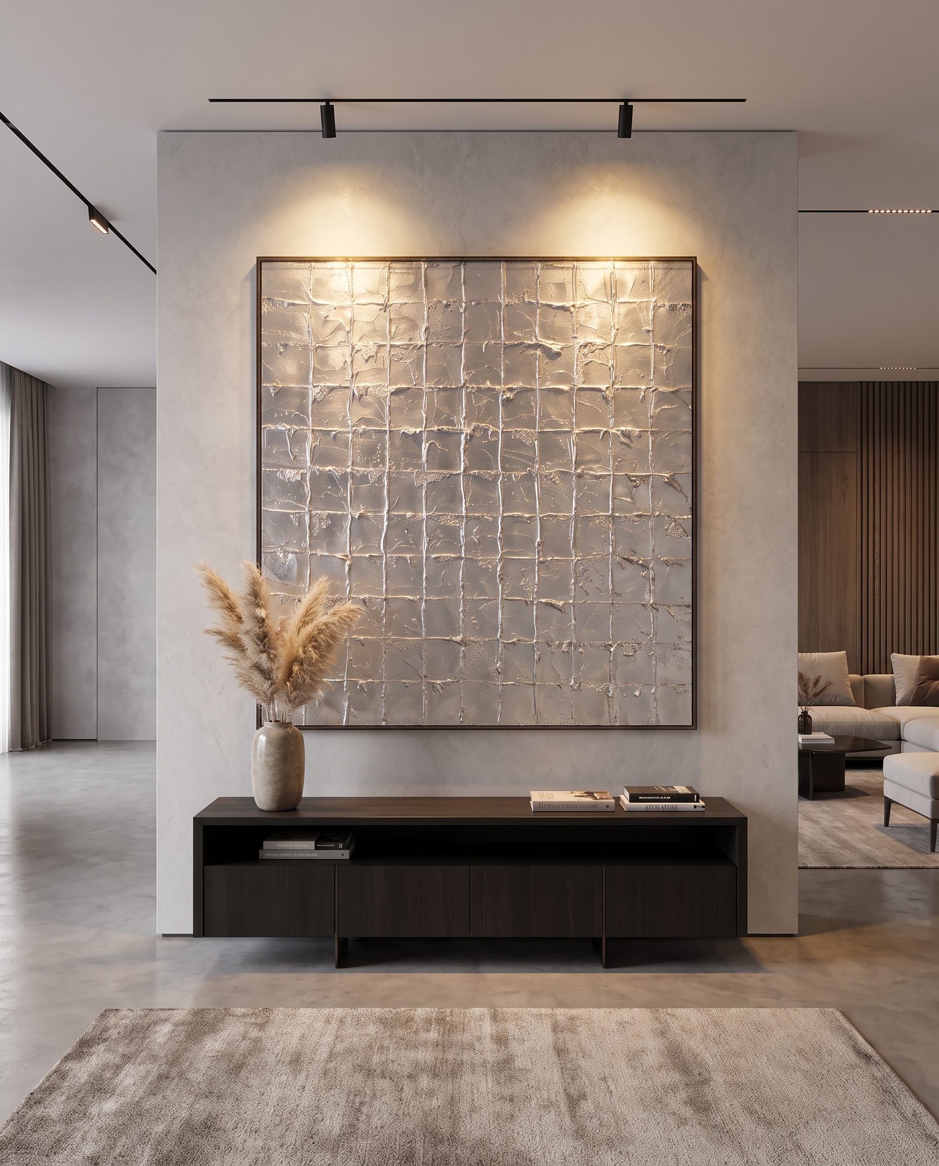 Opulent Grid - SIlver Matrix Modern Wallart