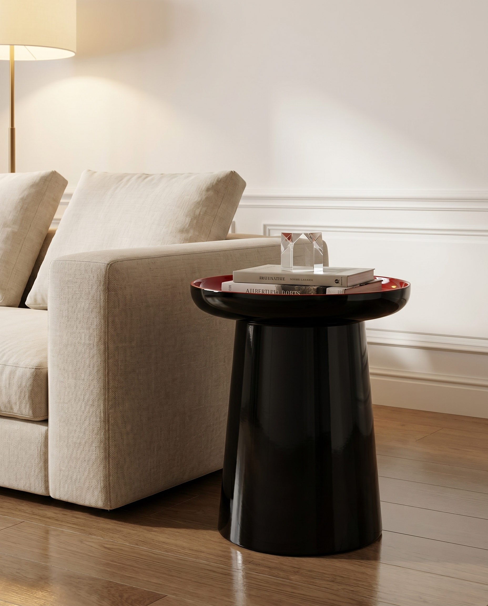 Ornate Red Black Side Table