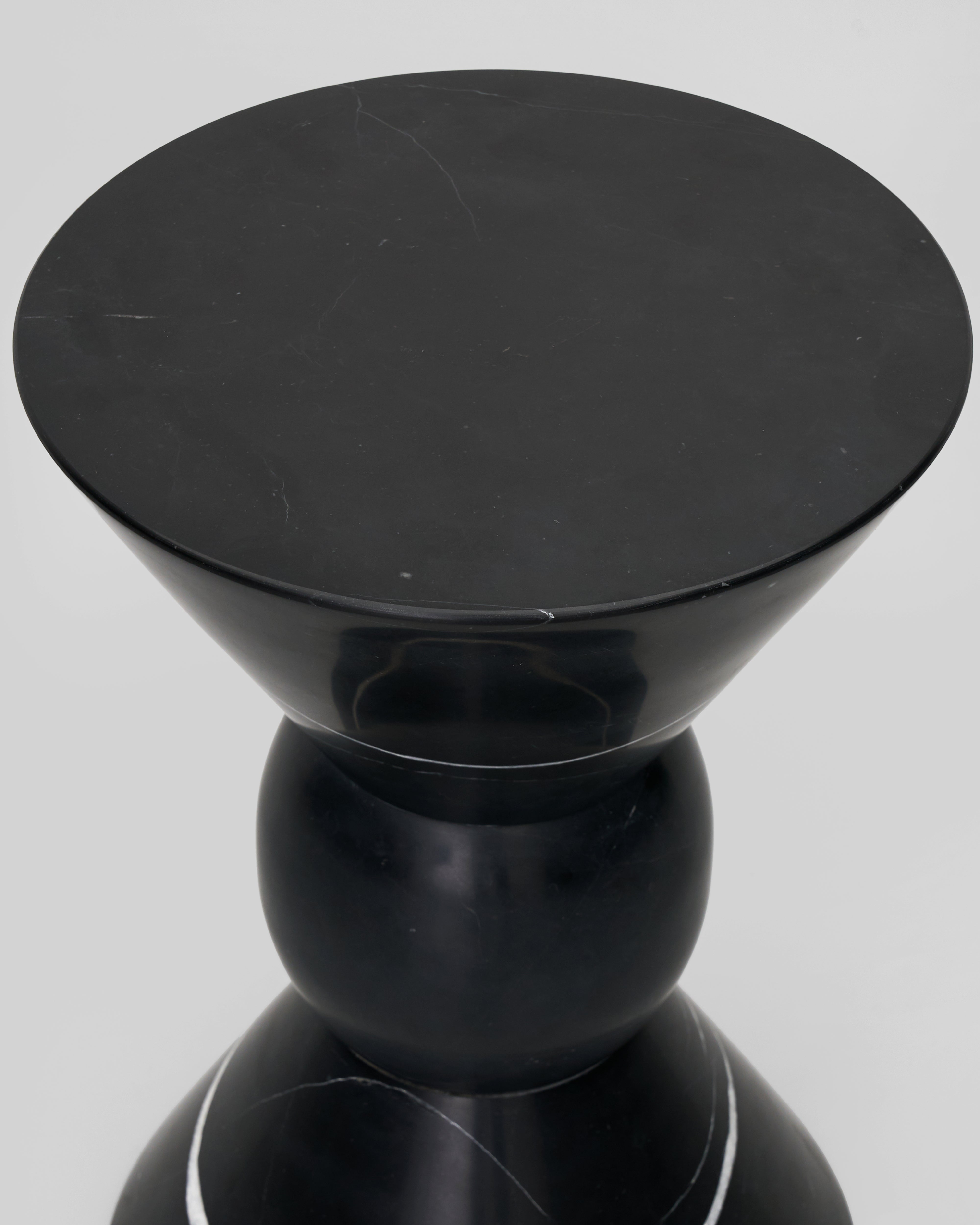 Close-up of Oto Marble Side Table detailing natural marble texture and high-quality craftsmanship