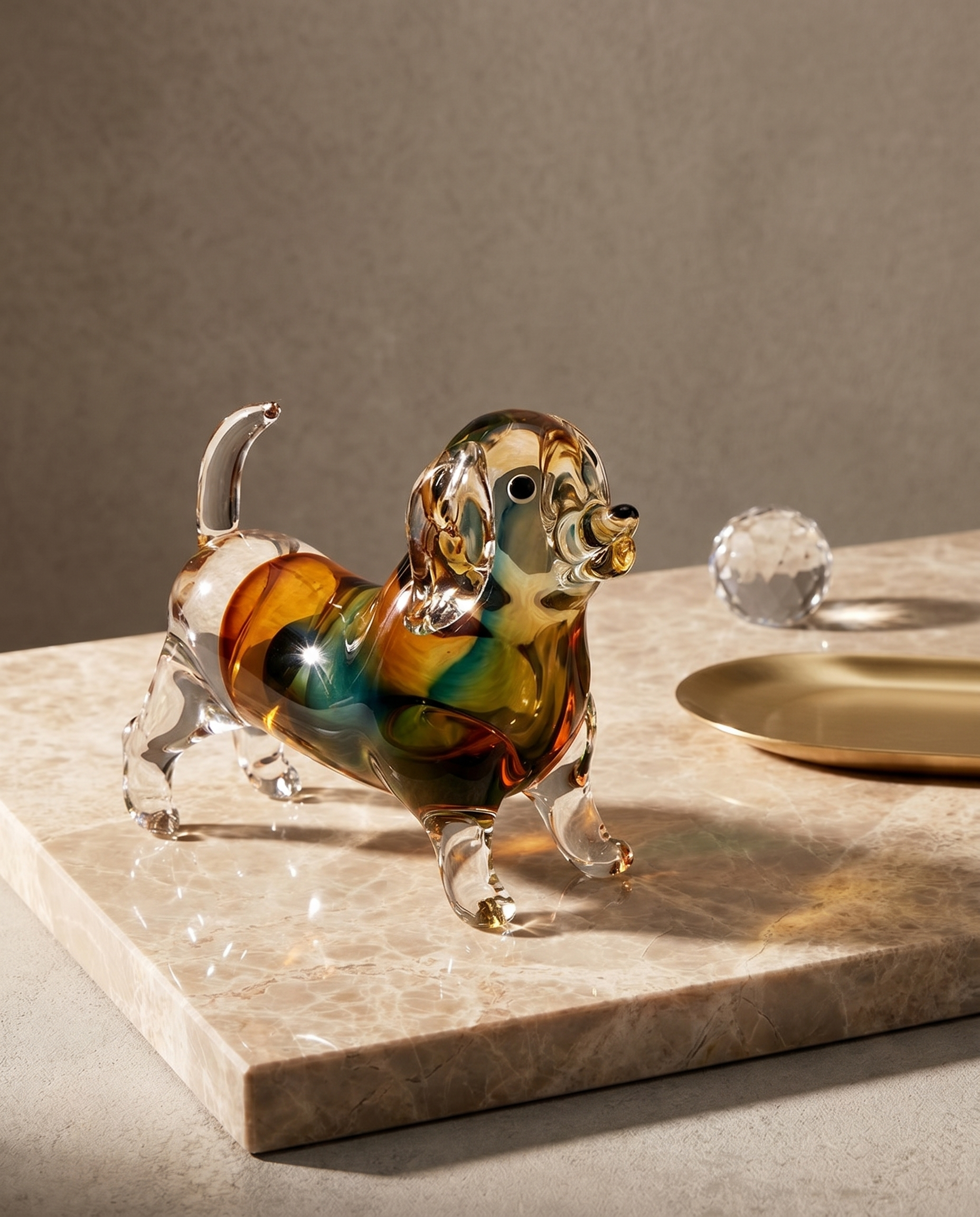 Noctyra Short Puppy Crystal Glass Decor
