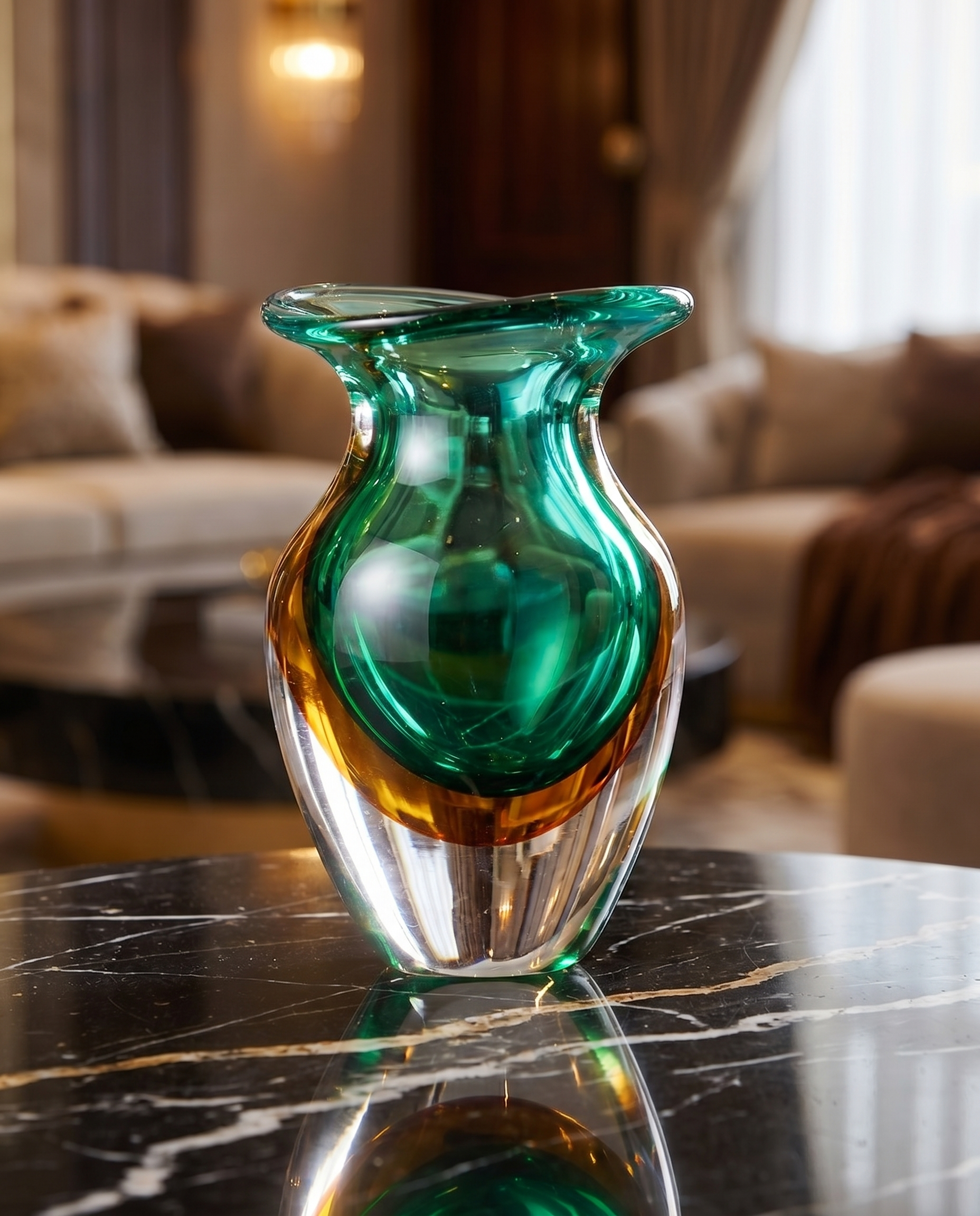 Royale Green Crystal Glass Vase
