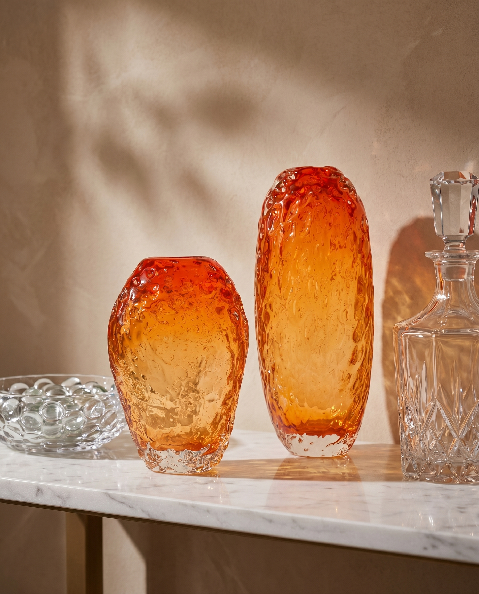 Lamra Modern Saffron Crystal Vase Set
