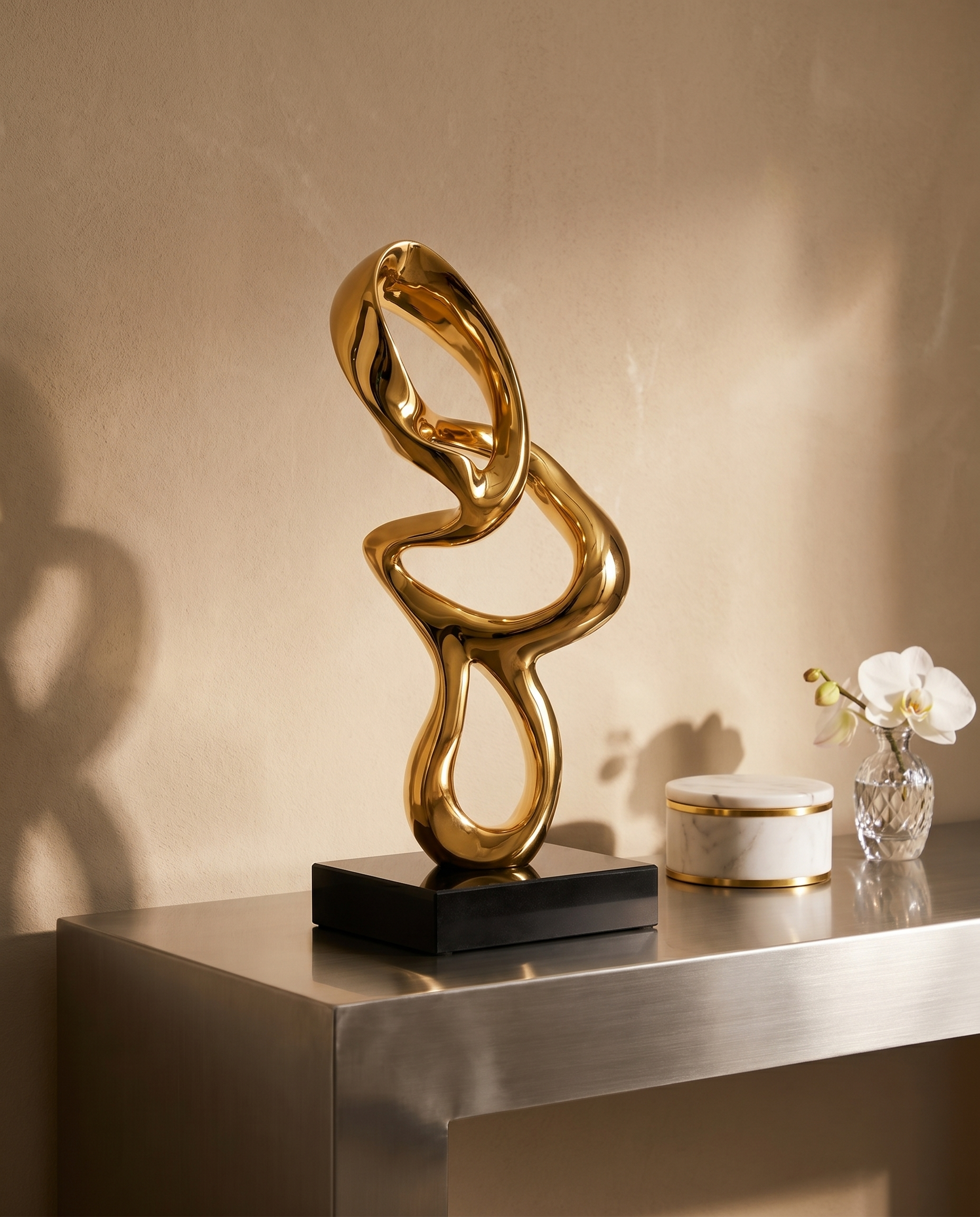 Snakey Dynamic Gold Resin Sculpture