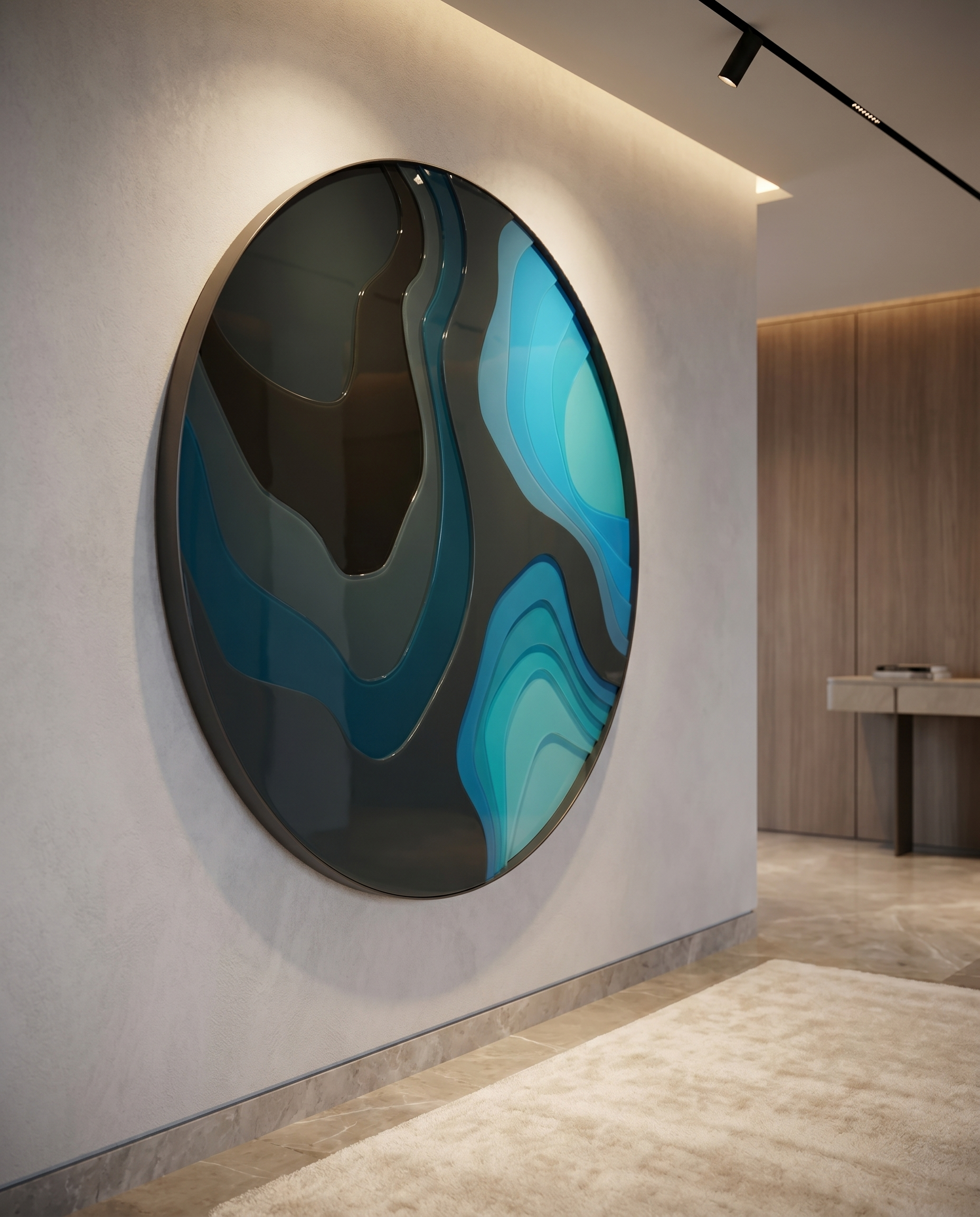 Sapphire Drift Acrylic Luxury Wall Art